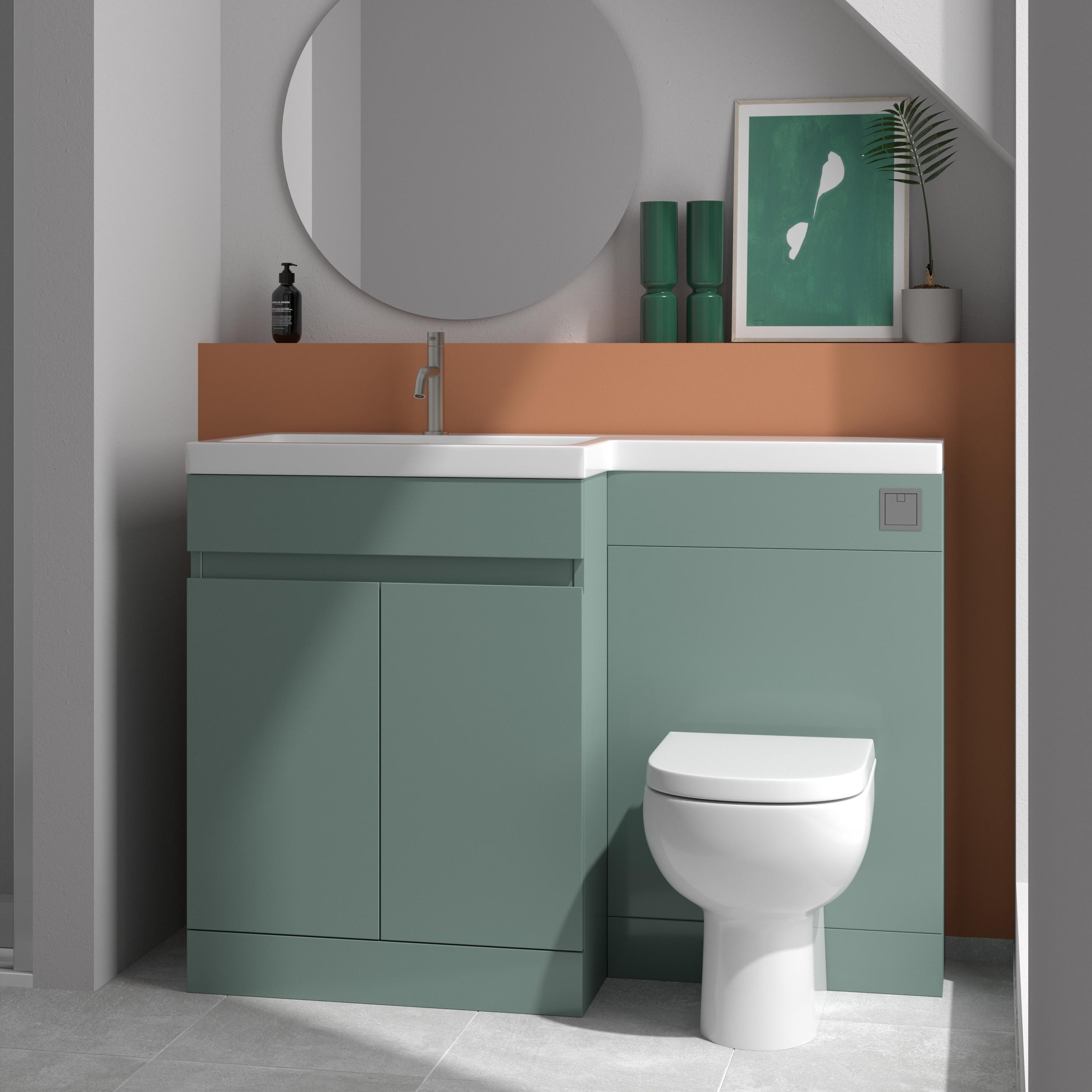 Dylan 1100mm Combination Basin & Toilet Unit - Green