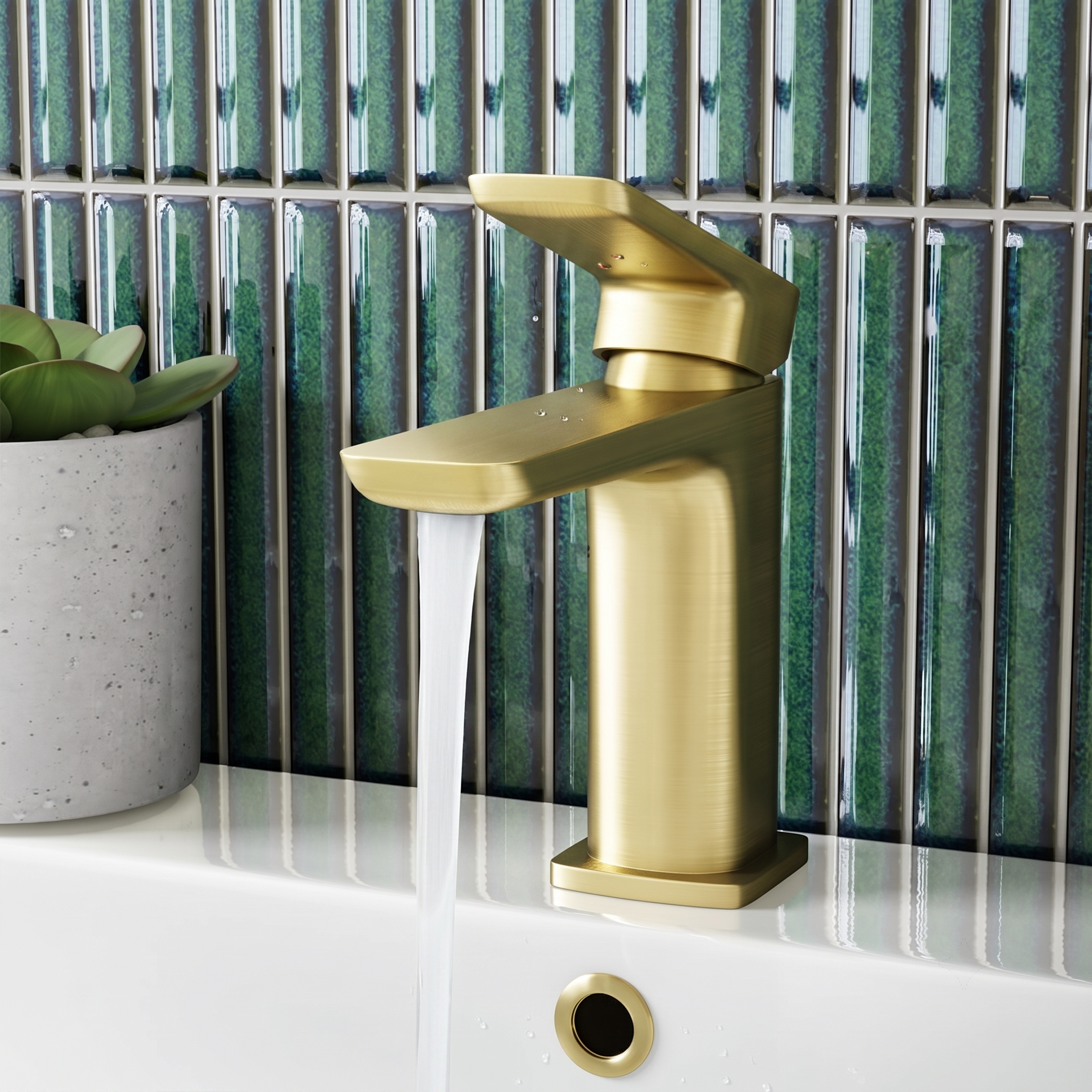 Harbour Status Basin Mixer Tap with Slotted Basin Waste - Brushed Brass