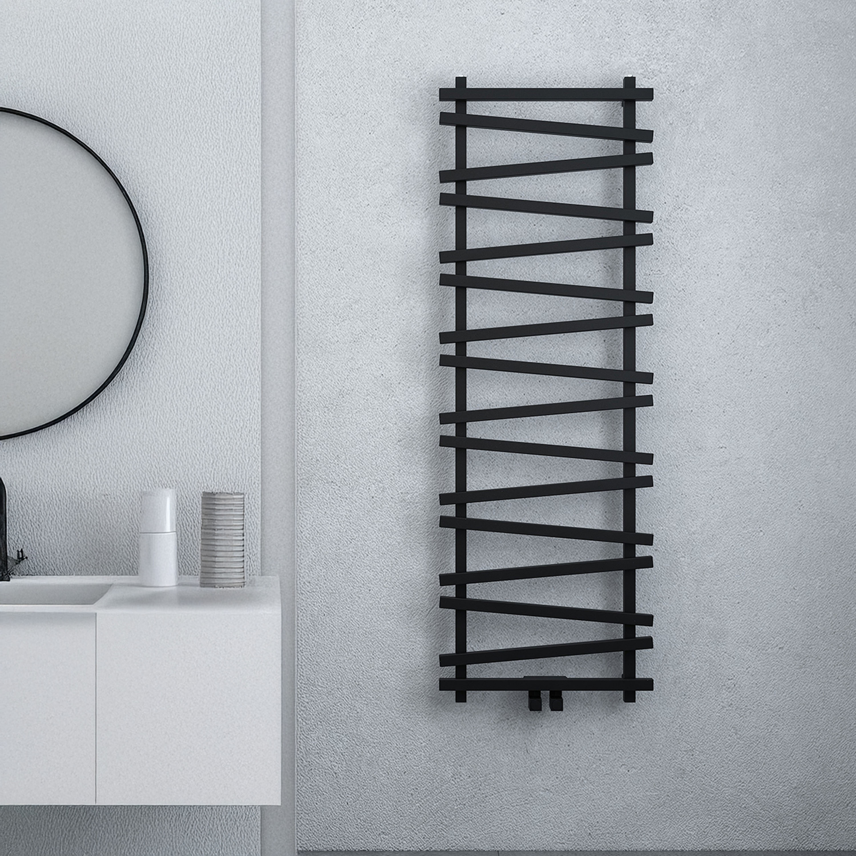 Carisa Vivek Angled Designer Aluminium Heated Towel Rail