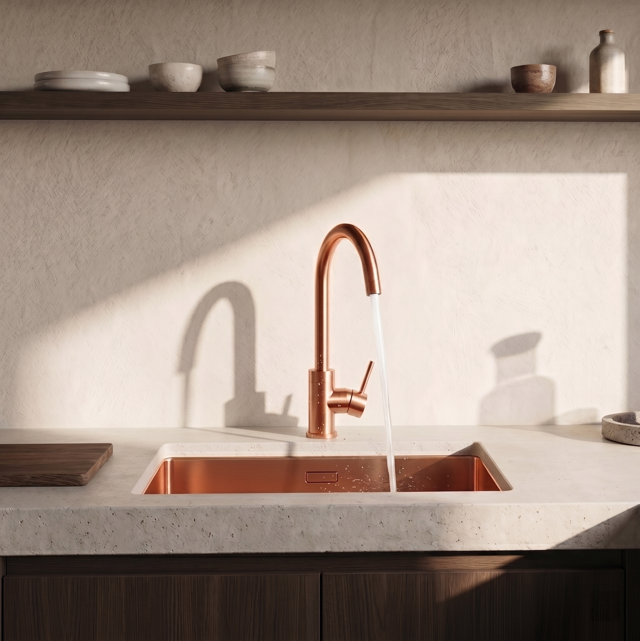 Vellamo Kara Single Lever Mono Kitchen Mixer - Brushed Copper