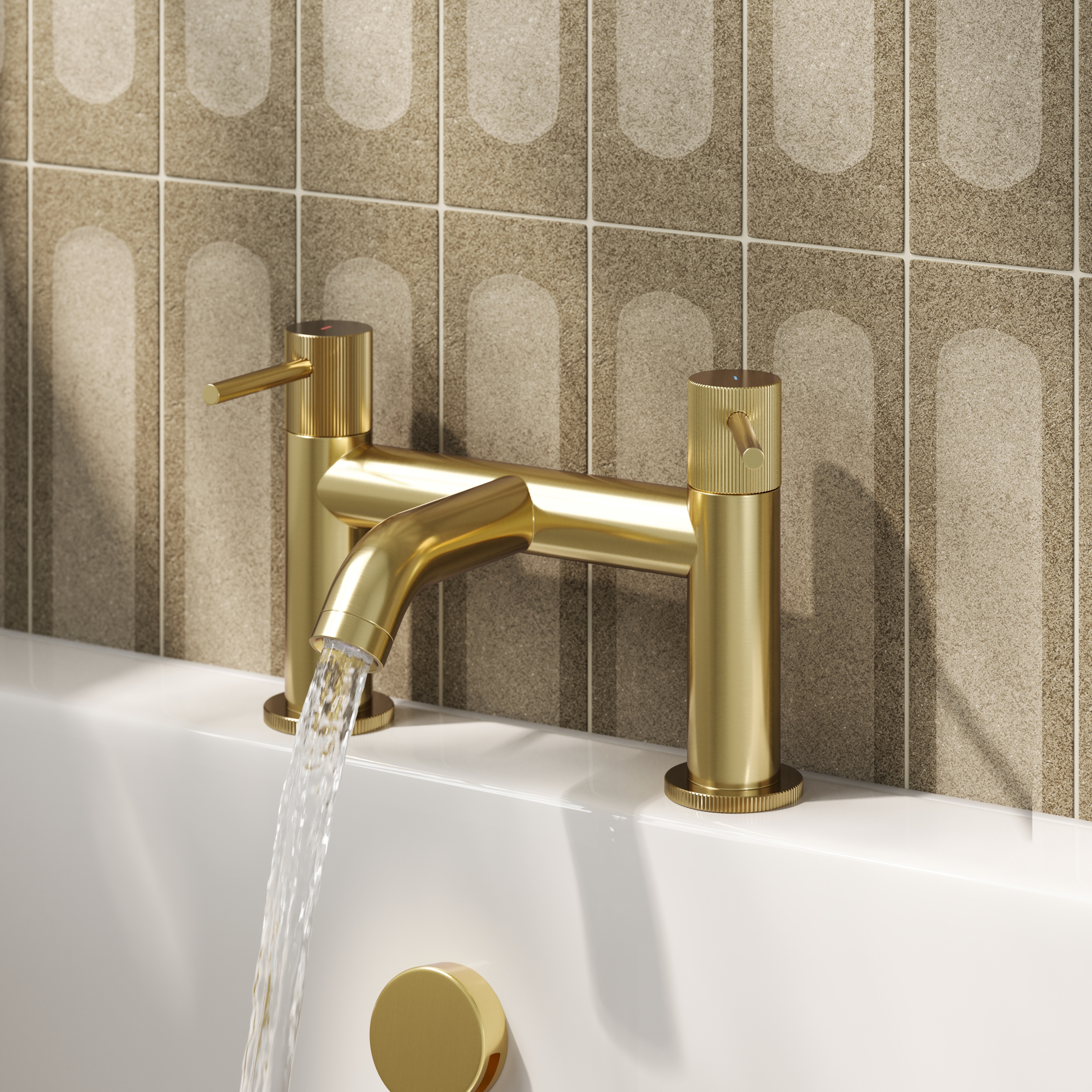 Harbour Fluted Deck Mounted Bath Mixer Tap