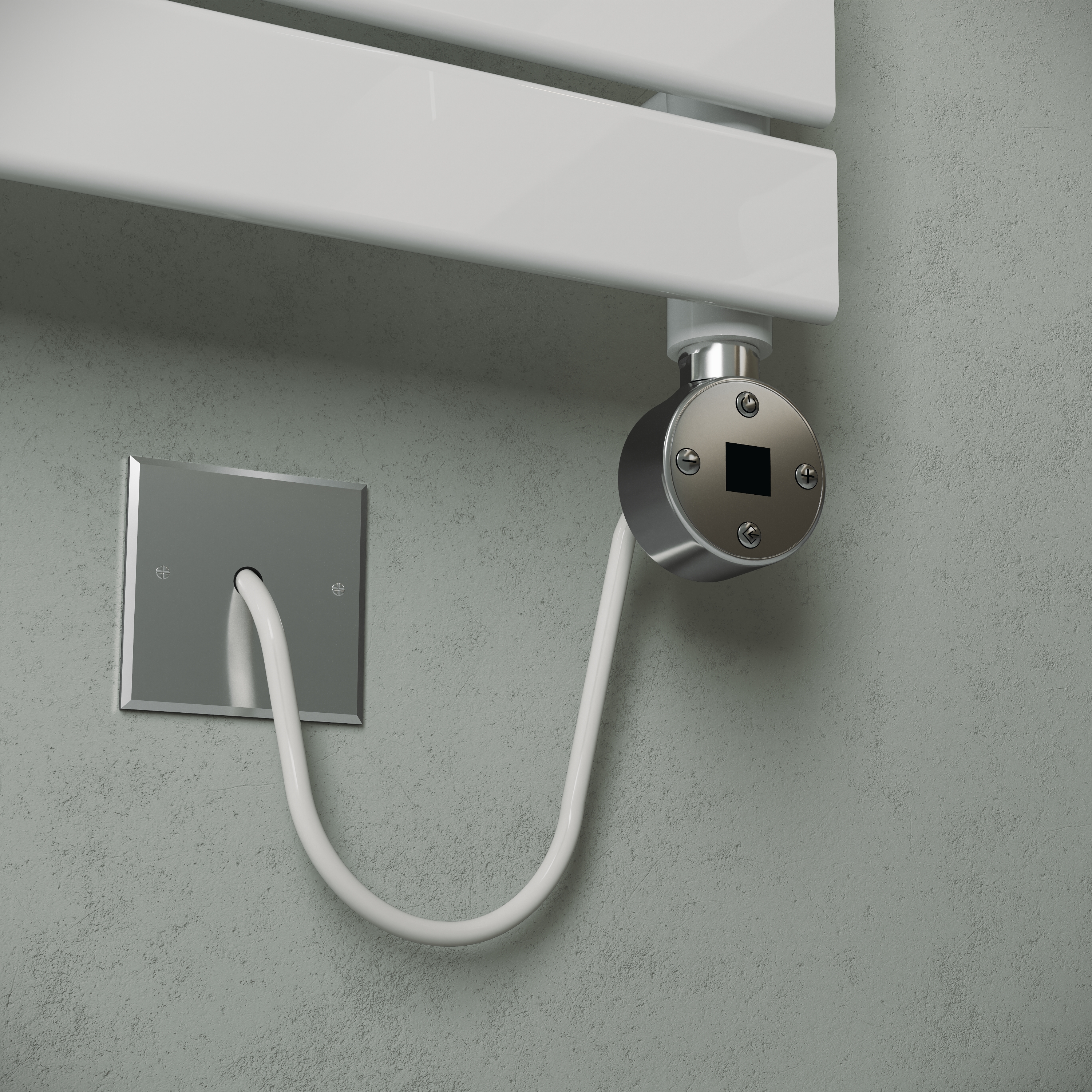 Toasty Hush White Electric Flat Panel Heated Towel Rail with Heating Element