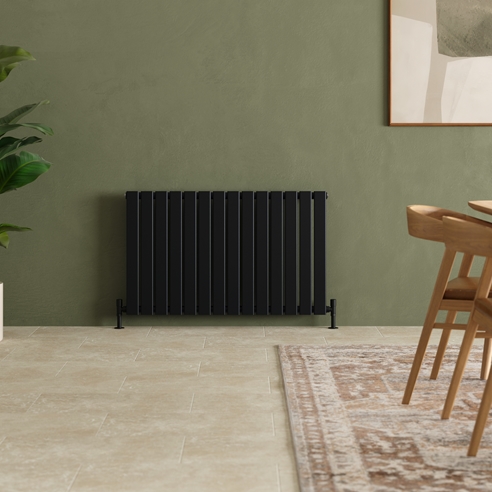 3744 Radiator Toasty Radiance Matt Black Flat Panel Horizontal Radiator | Tap Warehouse