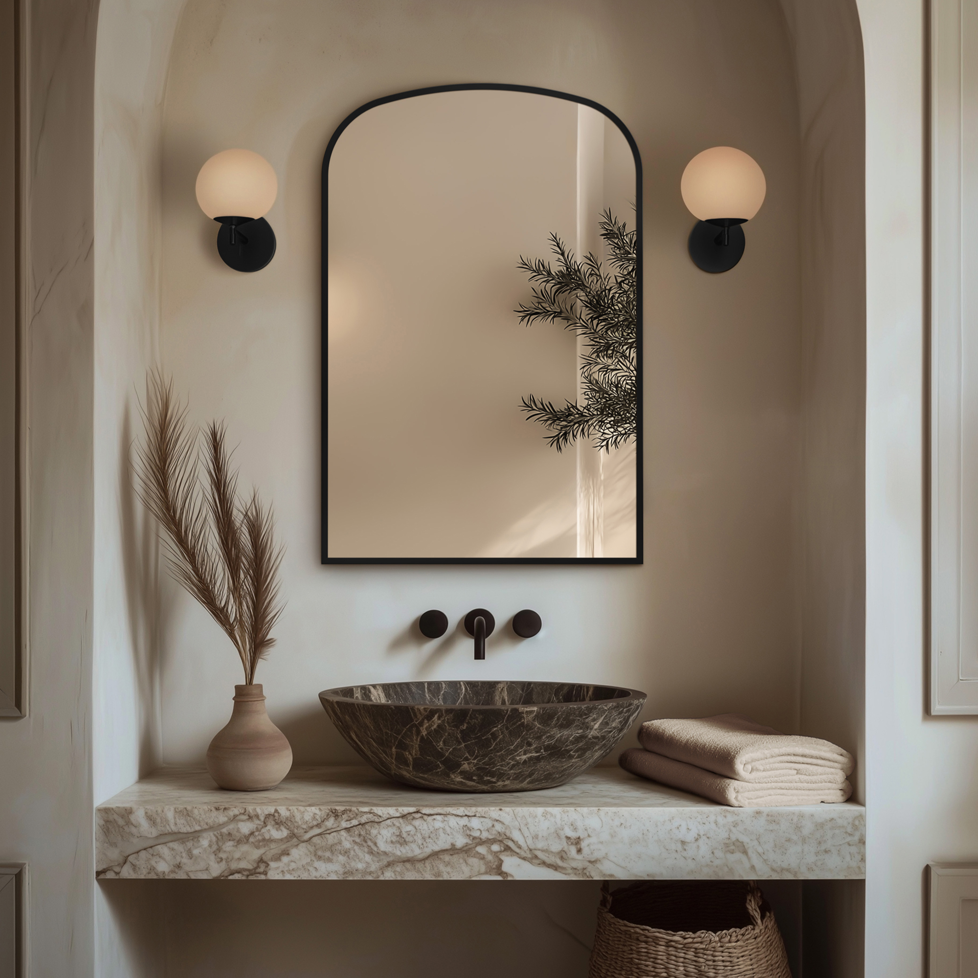 Origins Living Delphine Overmantle Arched Mirror - 600 x 900mm