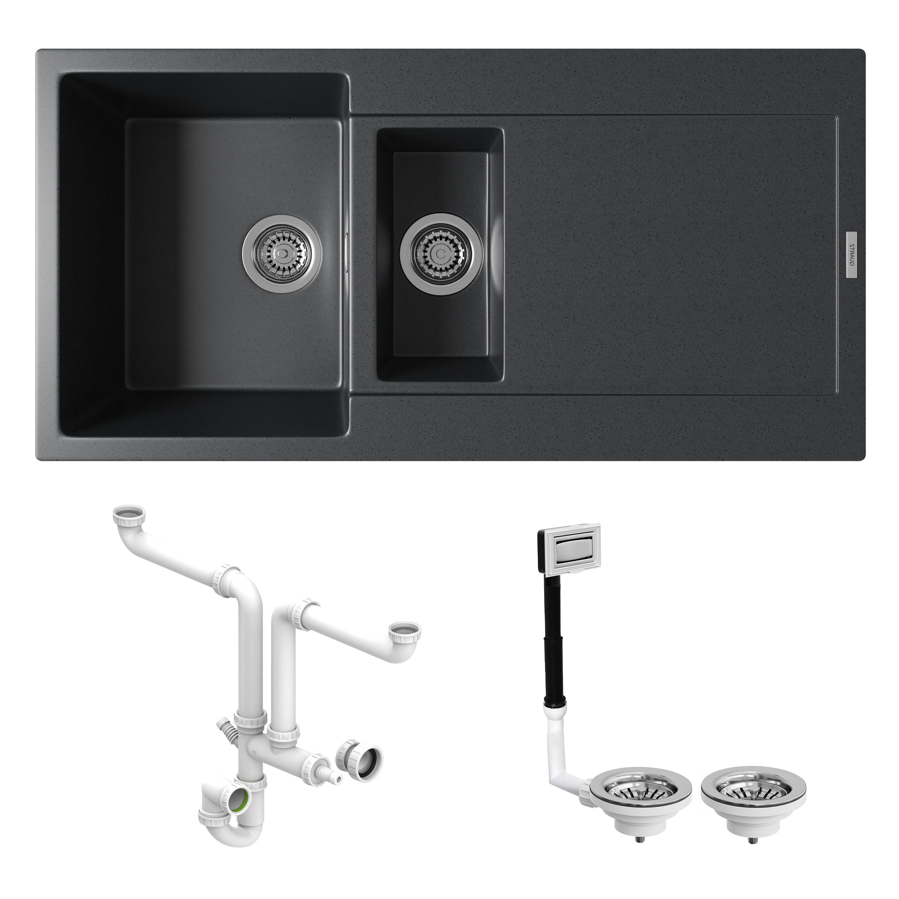 Vellamo Rocca 1.5 Bowl Granite Composite Inset Kitchen Sink & Waste - 1000 x 500mm
