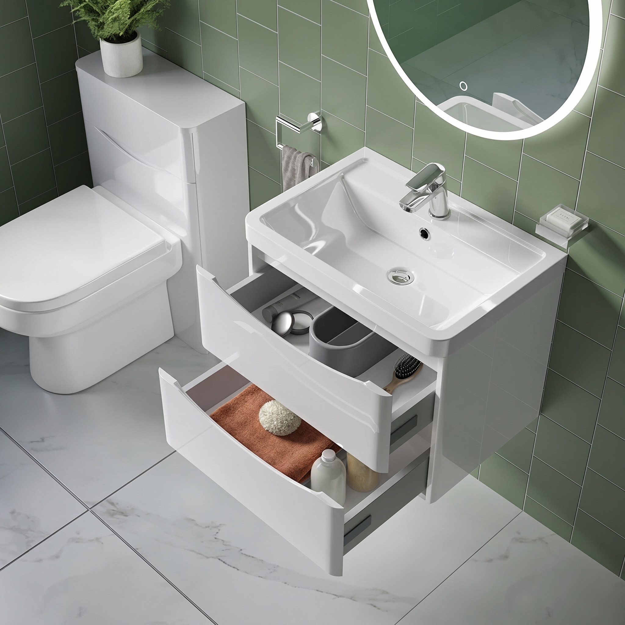 Harbour Clarity 600mm Wall Mounted Vanity Unit & Basin