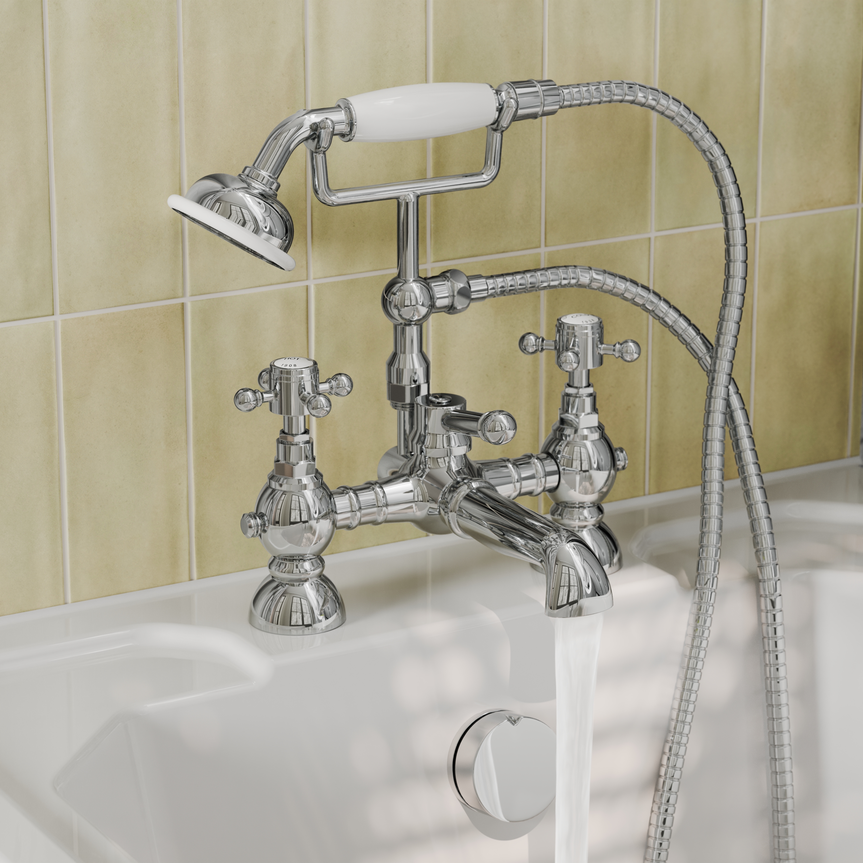 Butler & Rose Eliza Crosshead Deck Mounted Bath Shower Mixer Tap