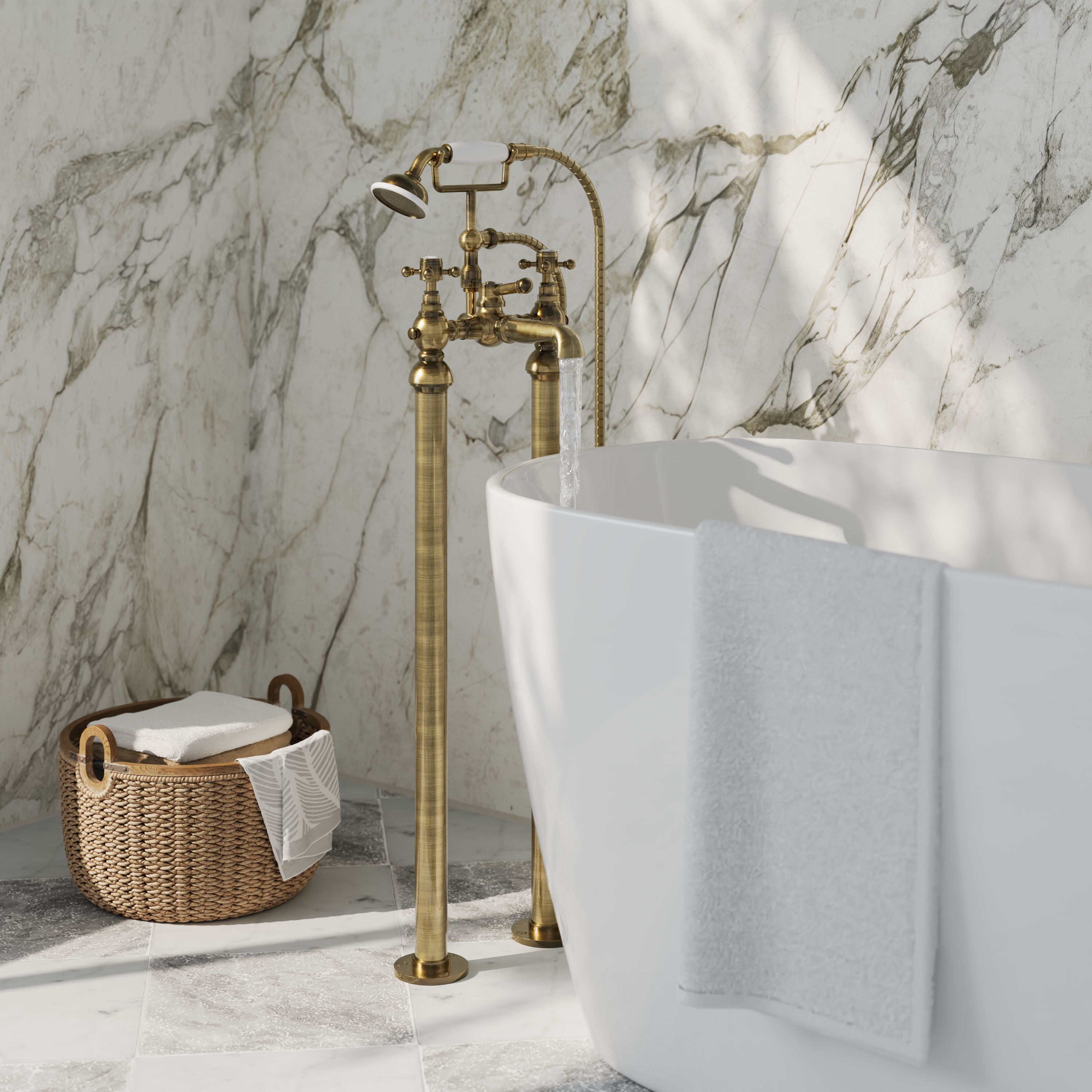 Butler & Rose Eliza Crosshead Freestanding Bath Shower Mixer Tap