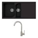 Reginox Ego 1.5 Bowl Black Composite Kitchen Sink & Vellamo Revolve Monobloc Mixer Tap