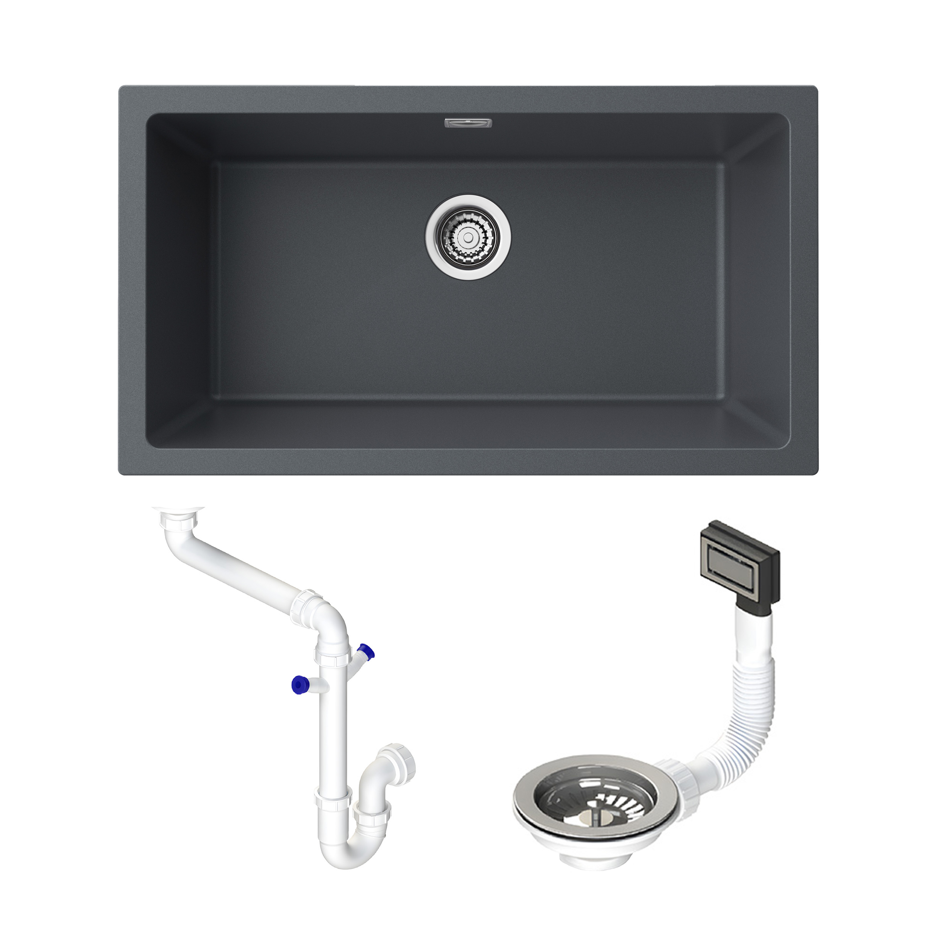 Vellamo Terra XL 1 Bowl Granite Composite Inset / Undermount Kitchen Sink & Waste - 774 x 434mm