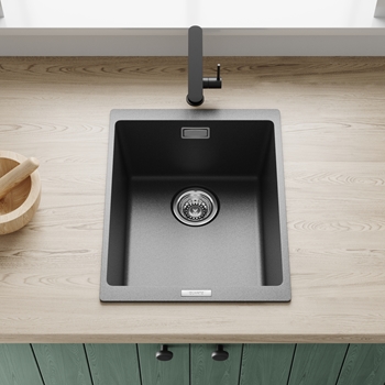 LORDEAR 33 In. X 22 In. Matte Black Topmount Single Bowl Granite/Quartz Composite Drop-In Kitchen Sink With Bottom Grids L-SYST3322BX - The Home Depot