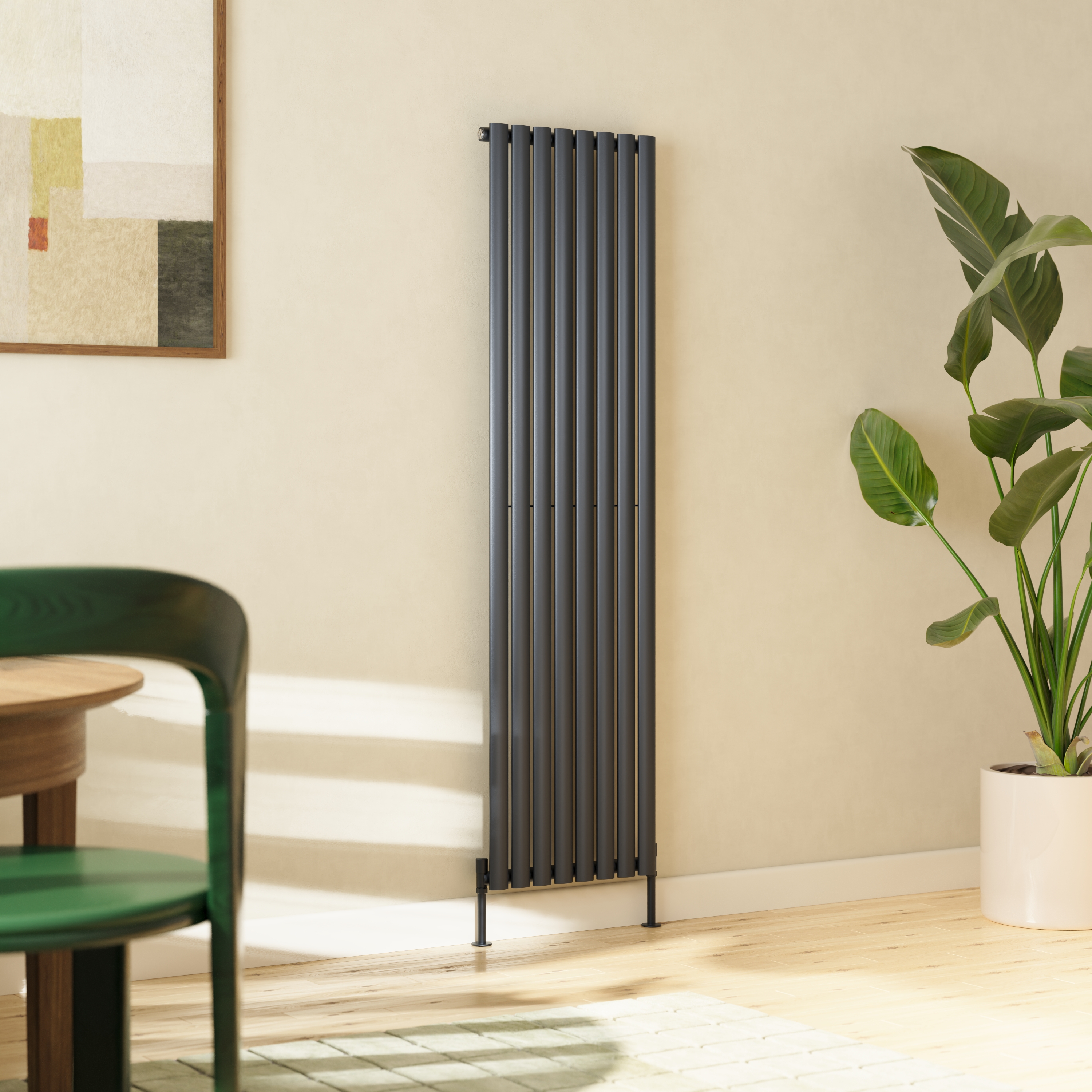 Toasty Ember Anthracite Oval Panel Vertical Radiator