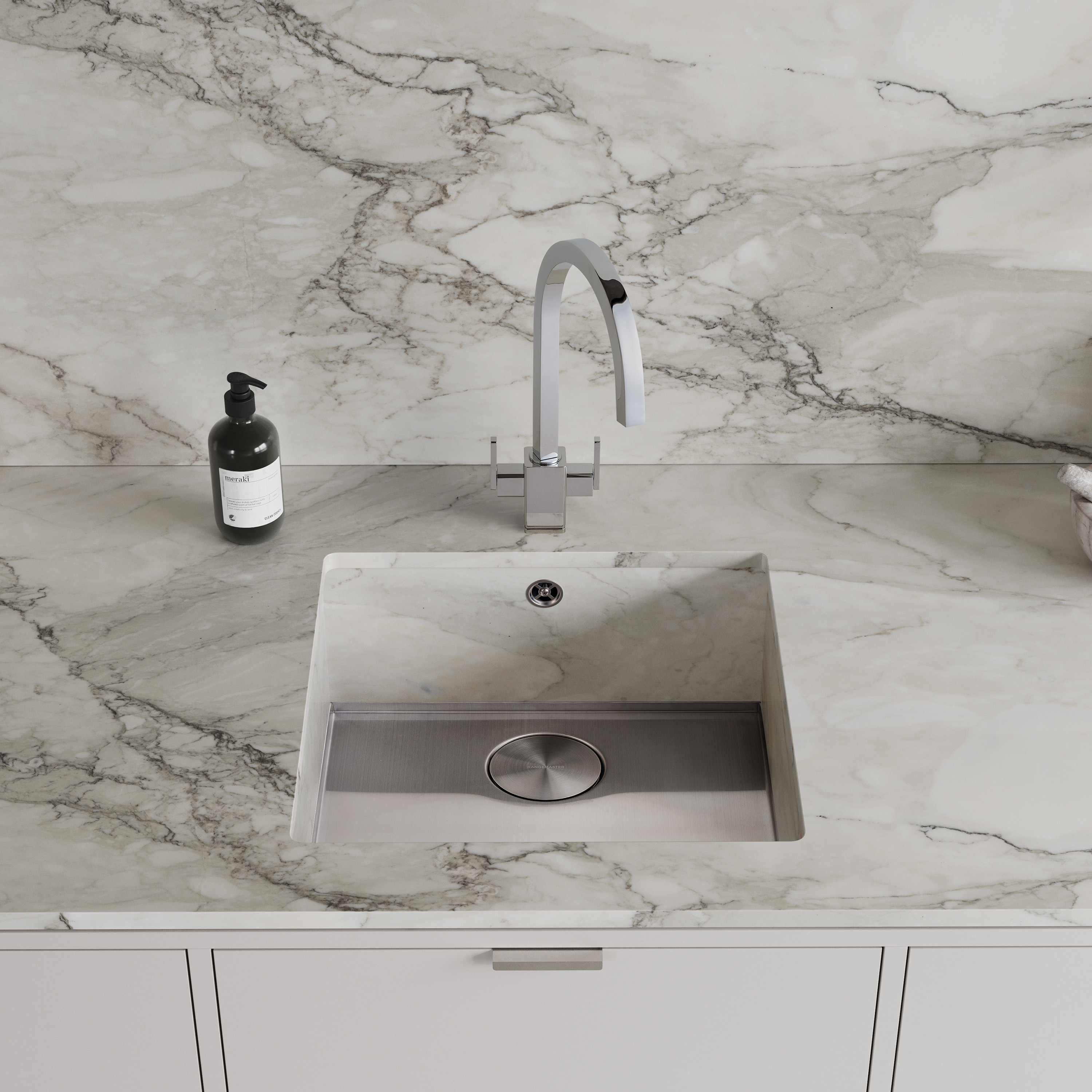 Rangemaster Baseline 1 Bowl Undermount Polished Stainless Steel Sink & Waste - 520 x 460mm