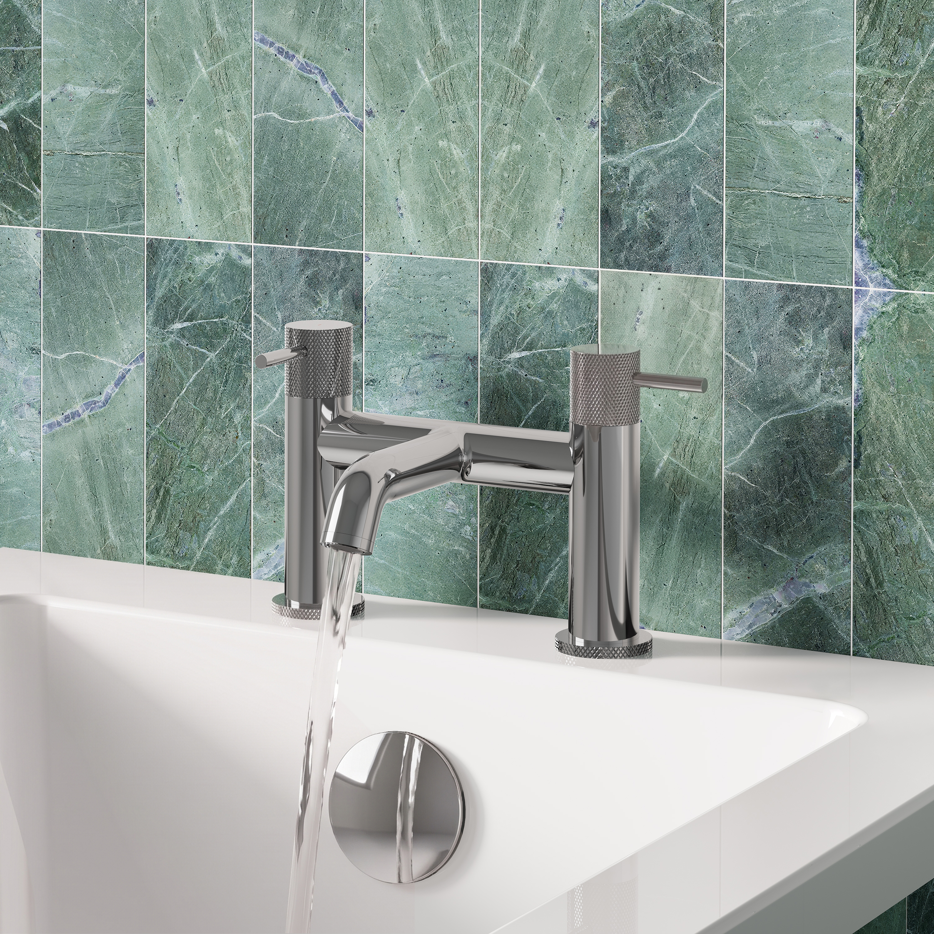 Harbour Clarity Knurled Deck Mounted Bath Mixer Tap