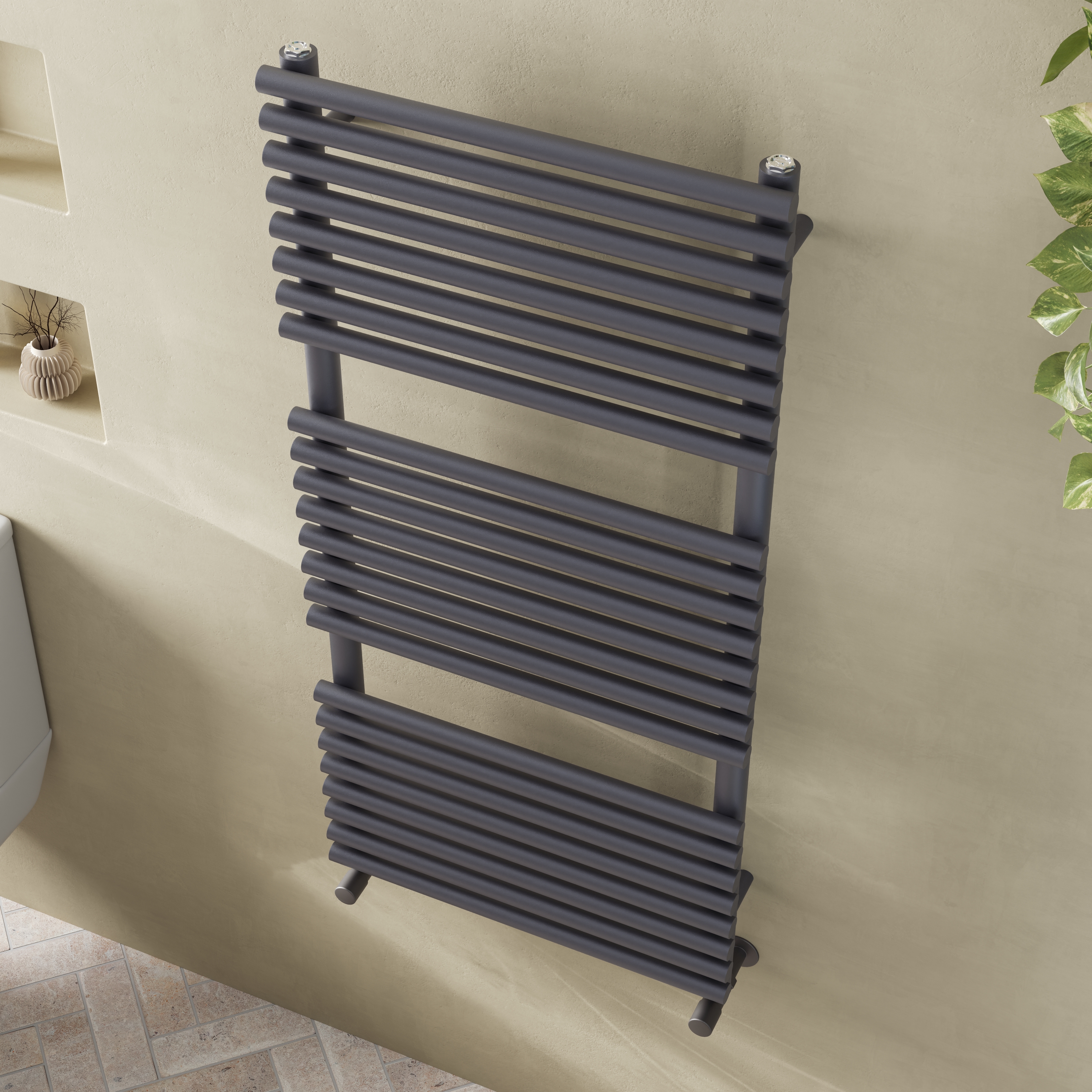 Toasty Halo Anthracite Bar on Bar Heated Towel Rail
