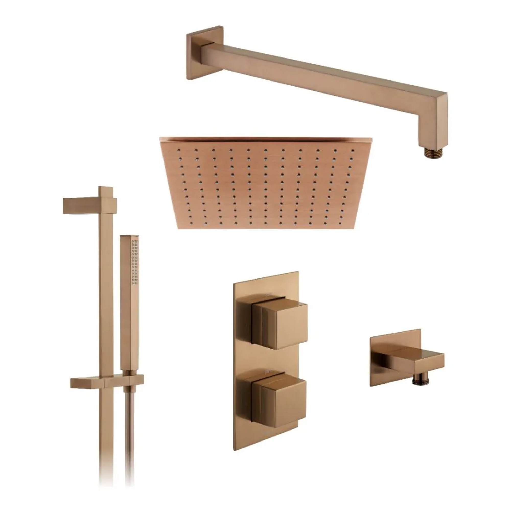 Vado Individual Tablet Notion 2 Outlet Square Concealed Thermostatic Valve, Fixed Head & Shower Rail Kit