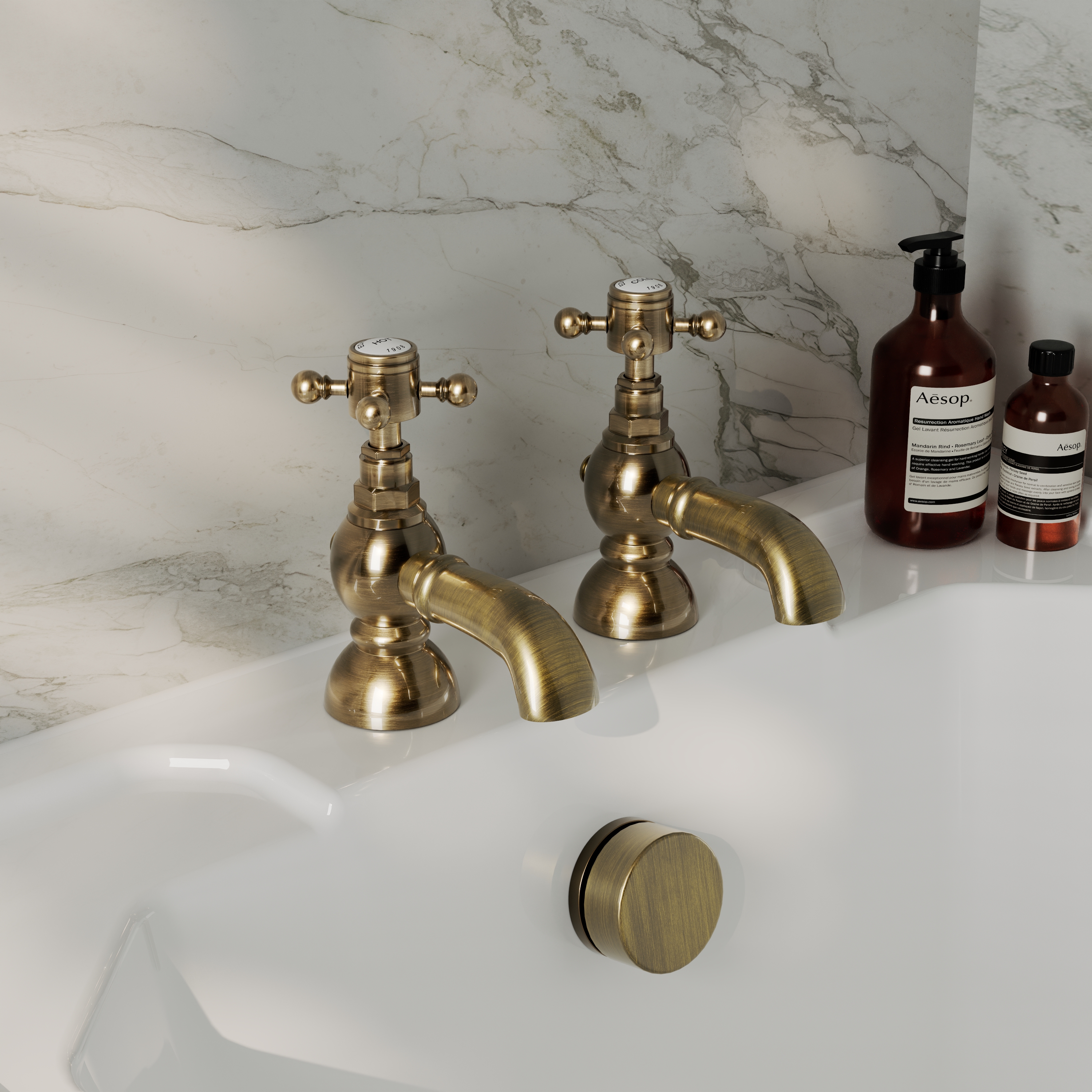 Butler & Rose Eliza Crosshead Bath Pillar Taps