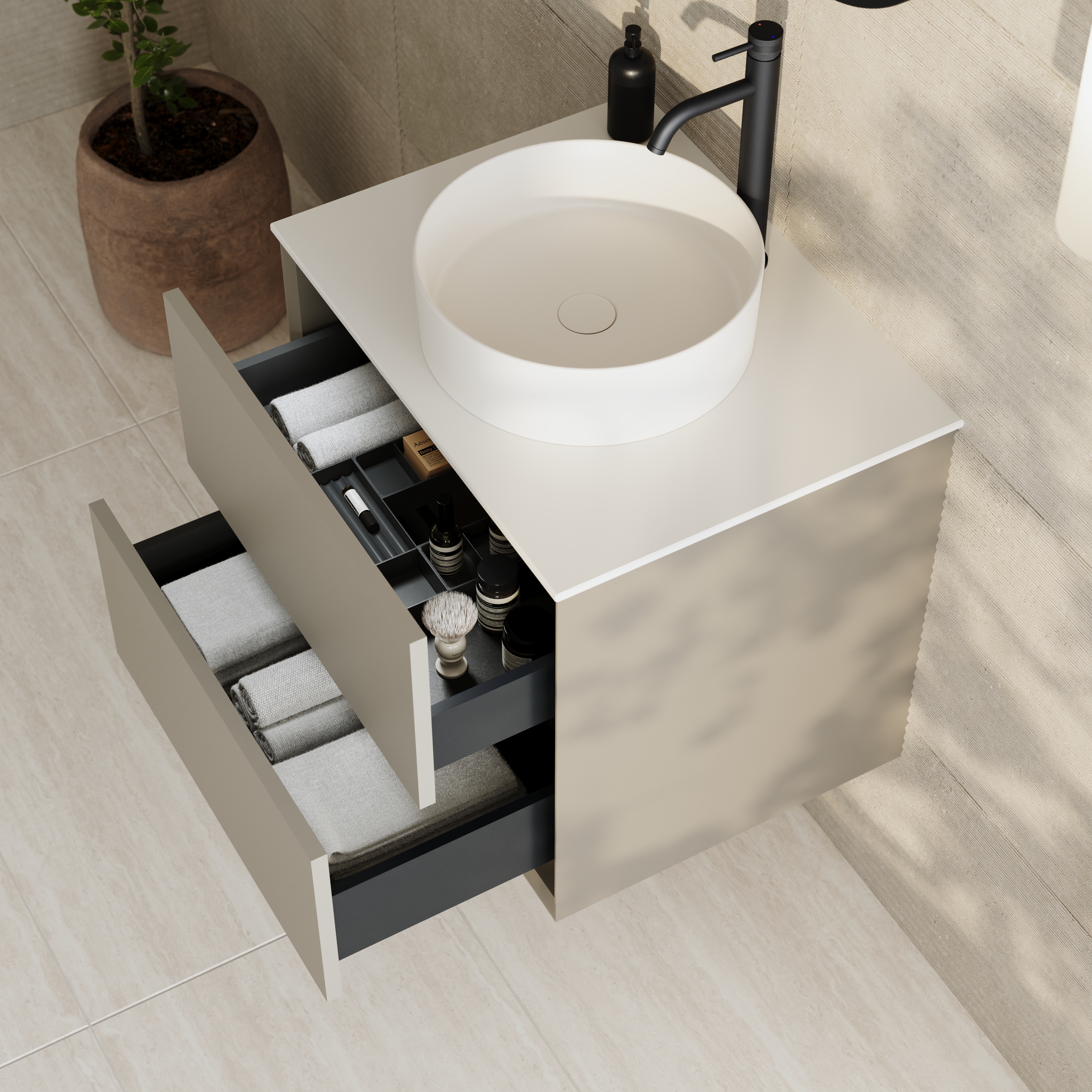 Oslo 600mm Wall Mounted Vanity Unit & Sintered Stone Countertop