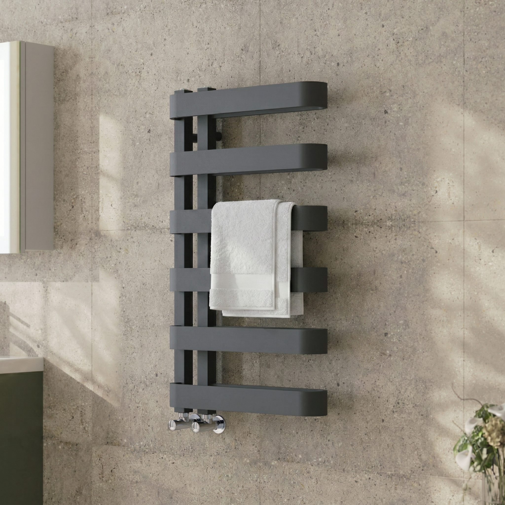Toasty Cocoon Anthracite Heated Towel Rail - 850 x 500mm
