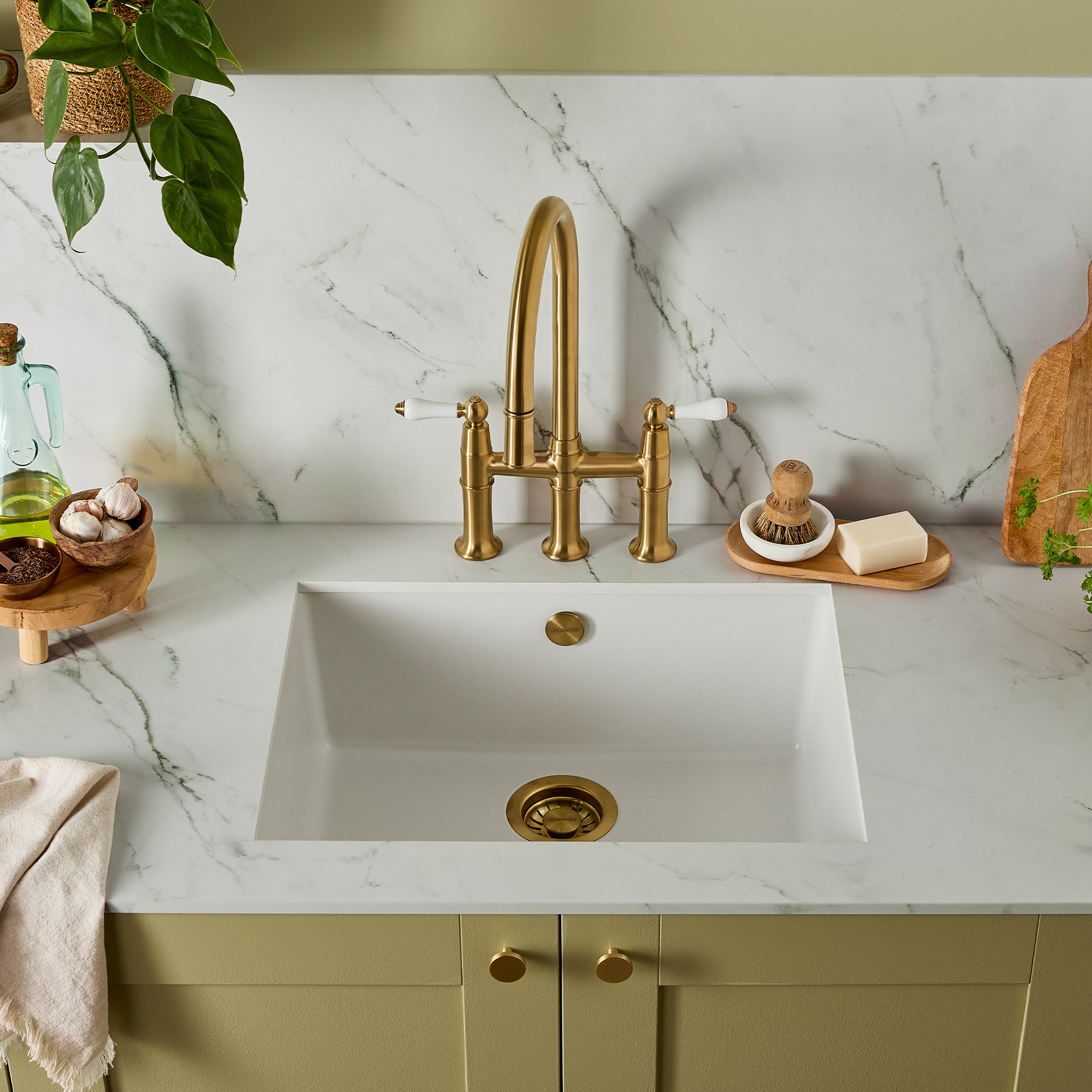 Clearwater Lumen 1 Bowl Granite Composite Inset/Undermount Kitchen Sink - 590 x 450mm