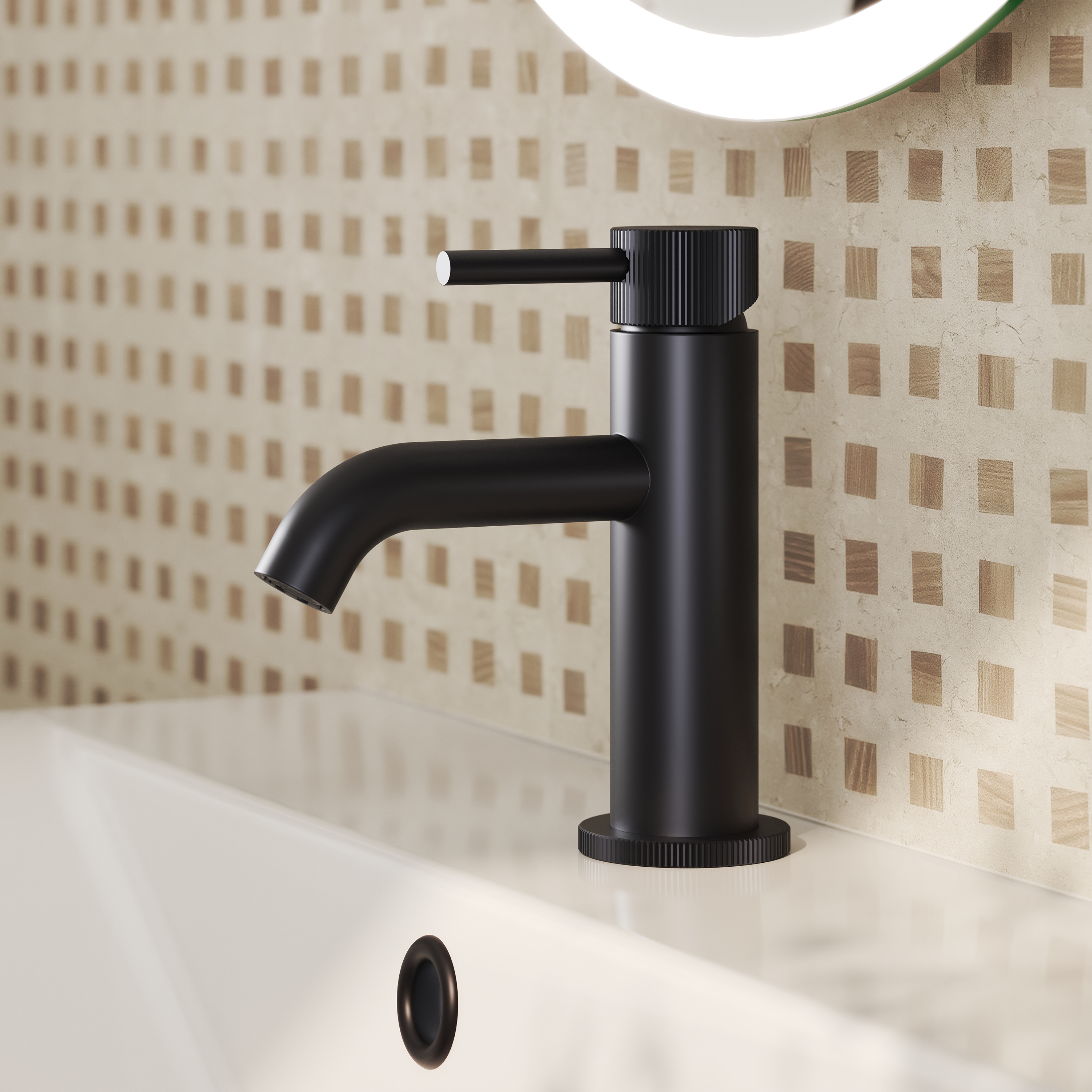 Harbour Fluted Mini Mono Basin Mixer Tap & Waste