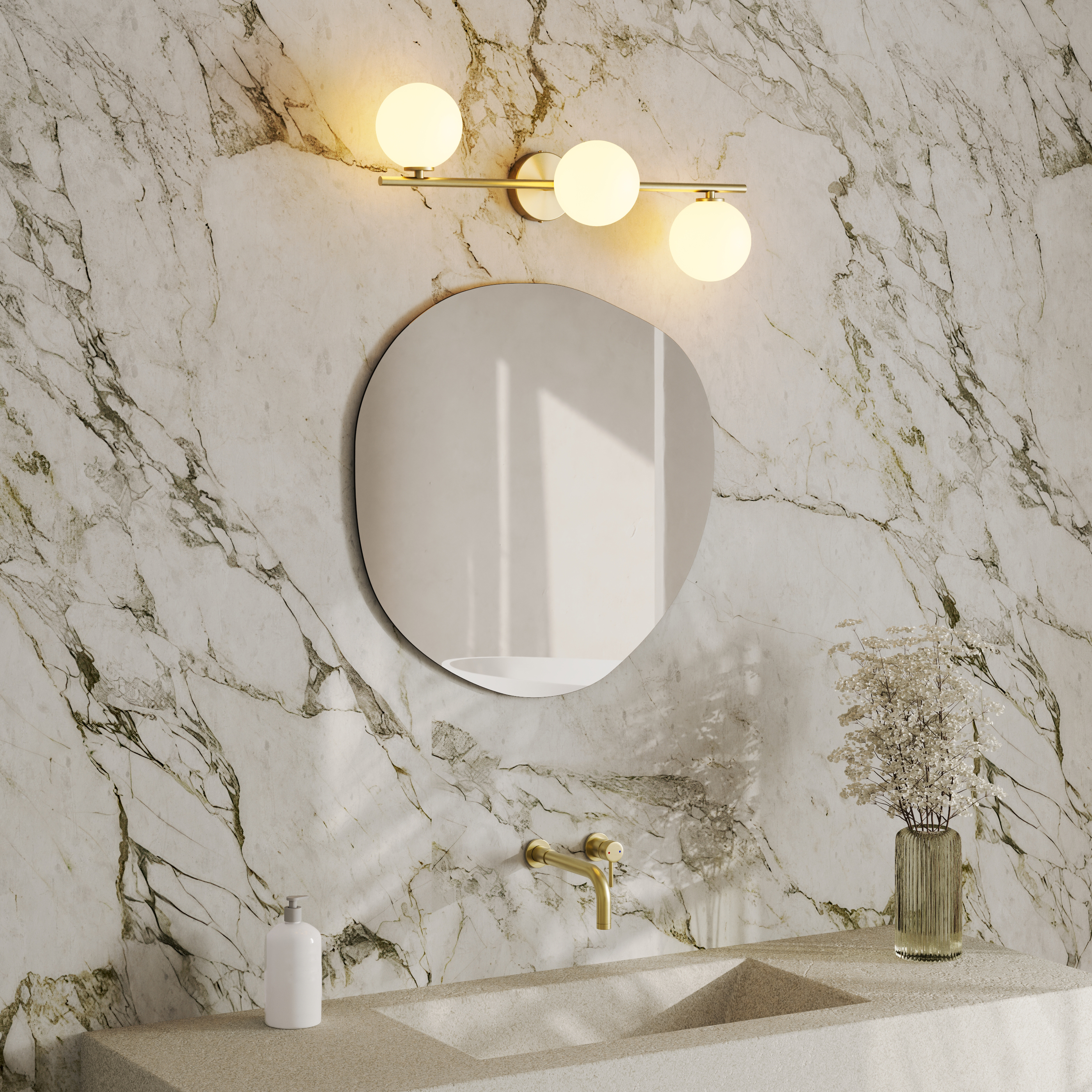Organics Slim Mirror with 3 Sphere Light