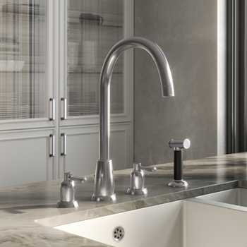 Butler & Rose Daphne 4 Hole Curved Spout Kitchen Mixer Tap with Lever ...