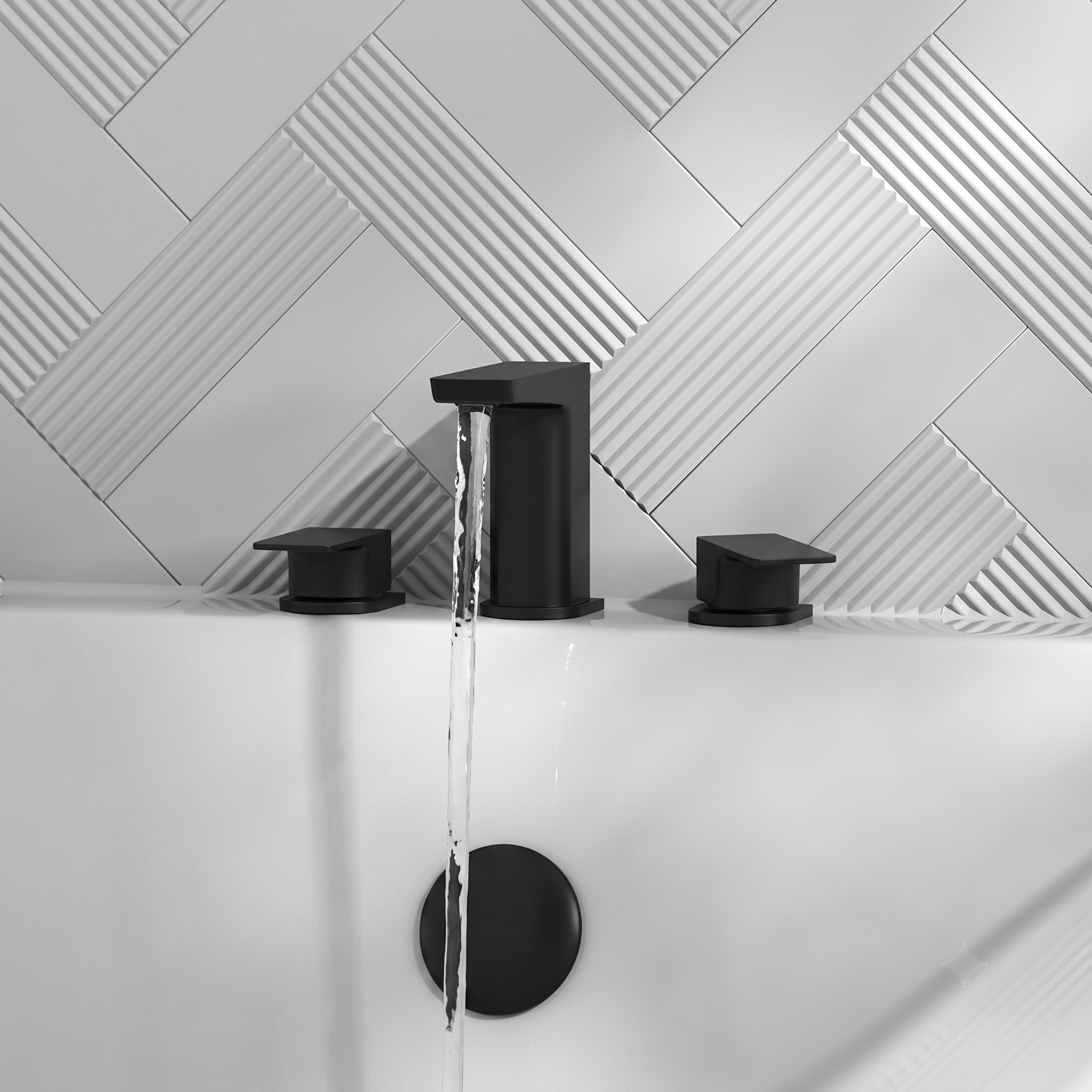 Harbour Status Matt Black 3 Hole Bath Mixer Tap