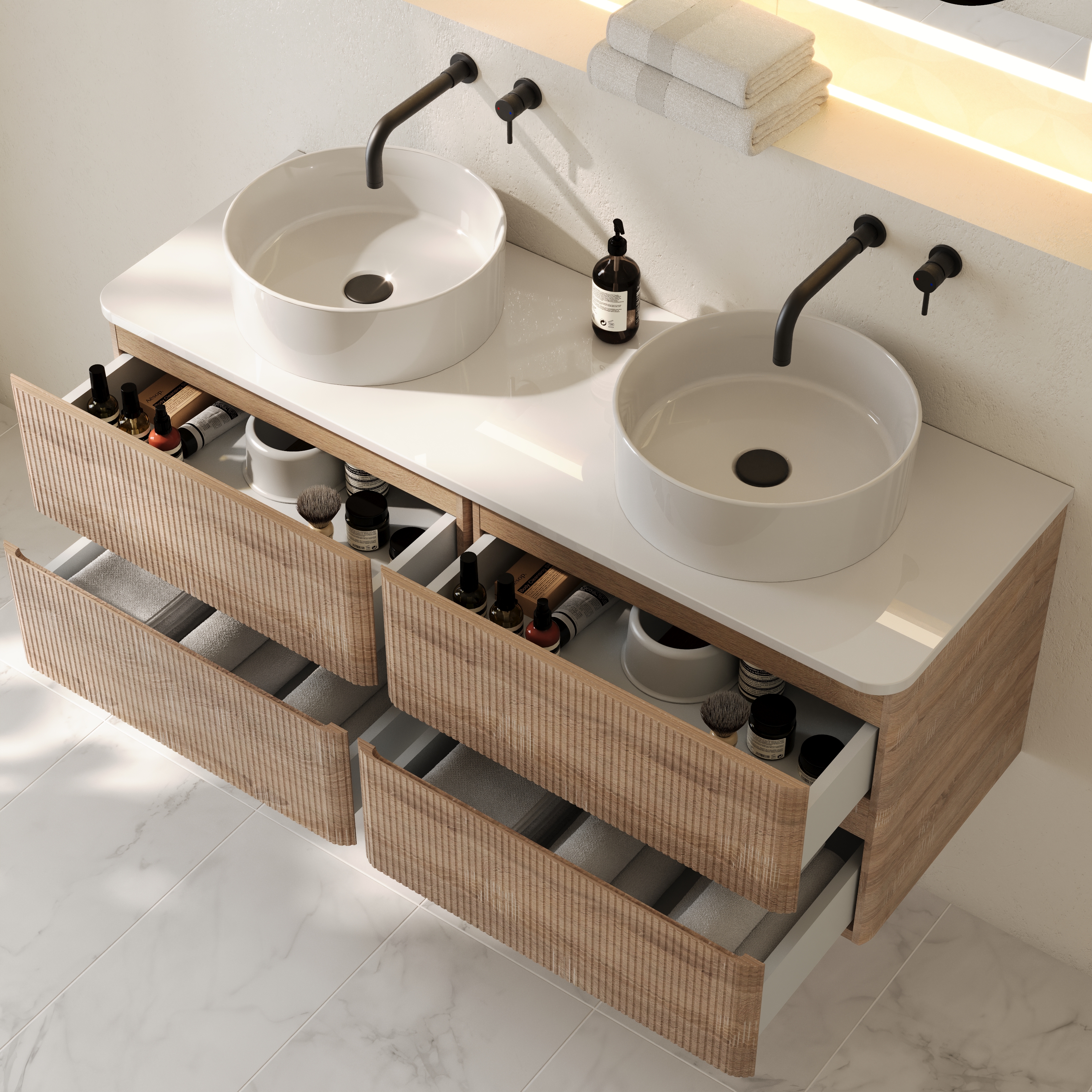 Drench Origin 1200mm Fluted Wall Mounted Vanity Unit & Countertop