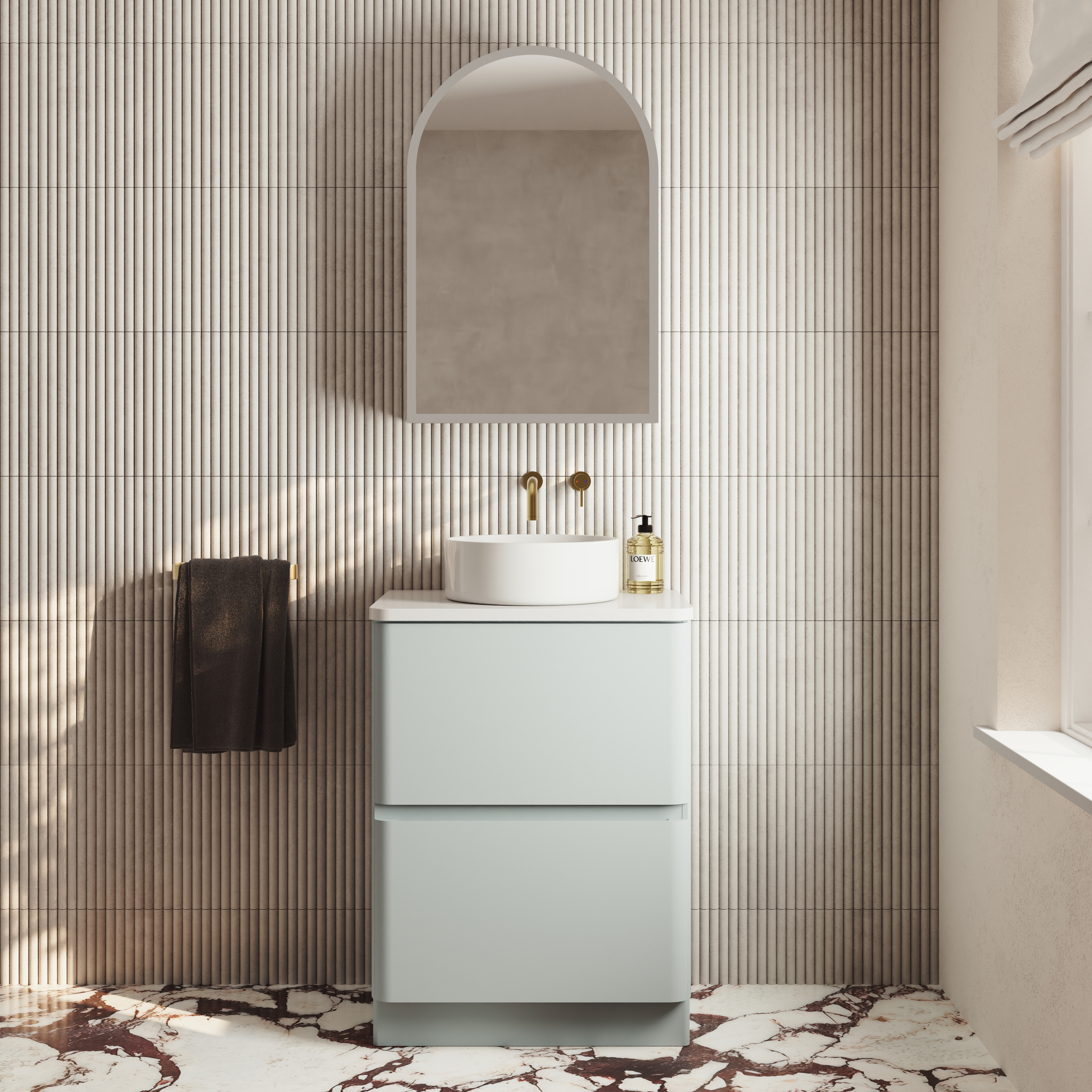 Harper LED Arch Mirrored Cabinet with Demister Pad, Shaver Socket & Colour Change Lights - 500 x 750mm