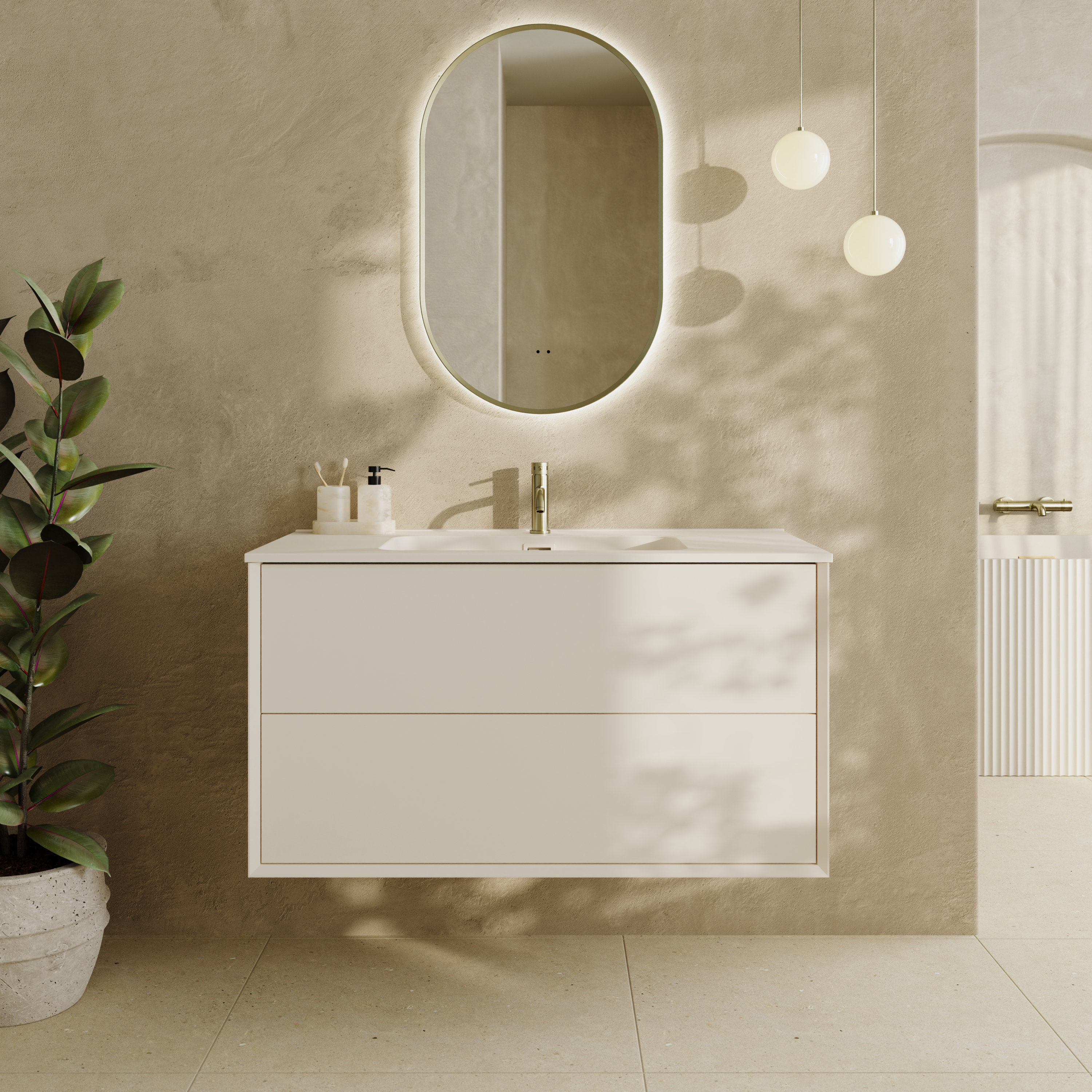 Oslo 1000mm Wall Mounted Vanity Unit & Matt White Basin