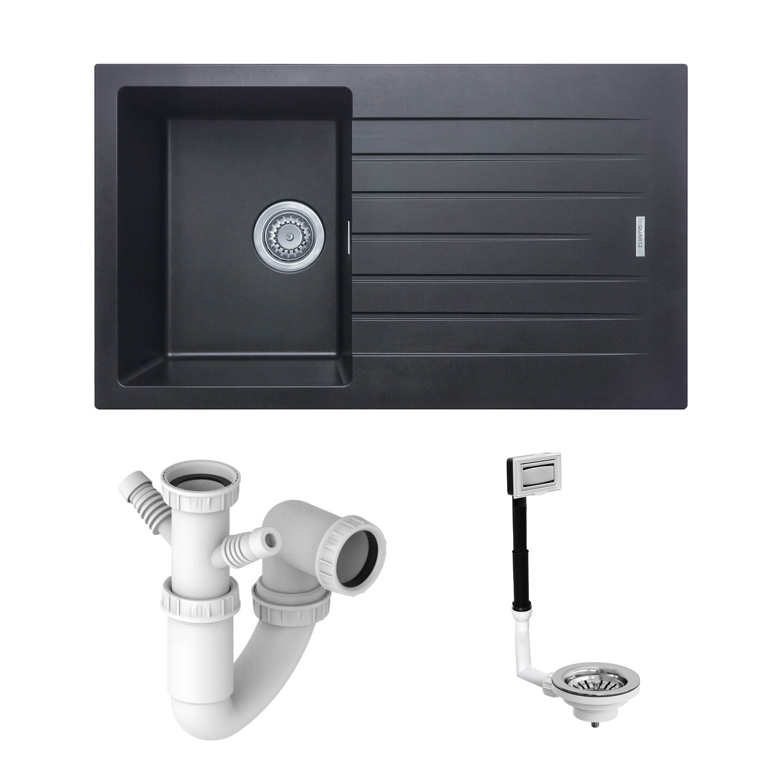 Vellamo Horizon Compact 1 Bowl Granite Composite Kitchen Sink & Waste - 860 x 500mm