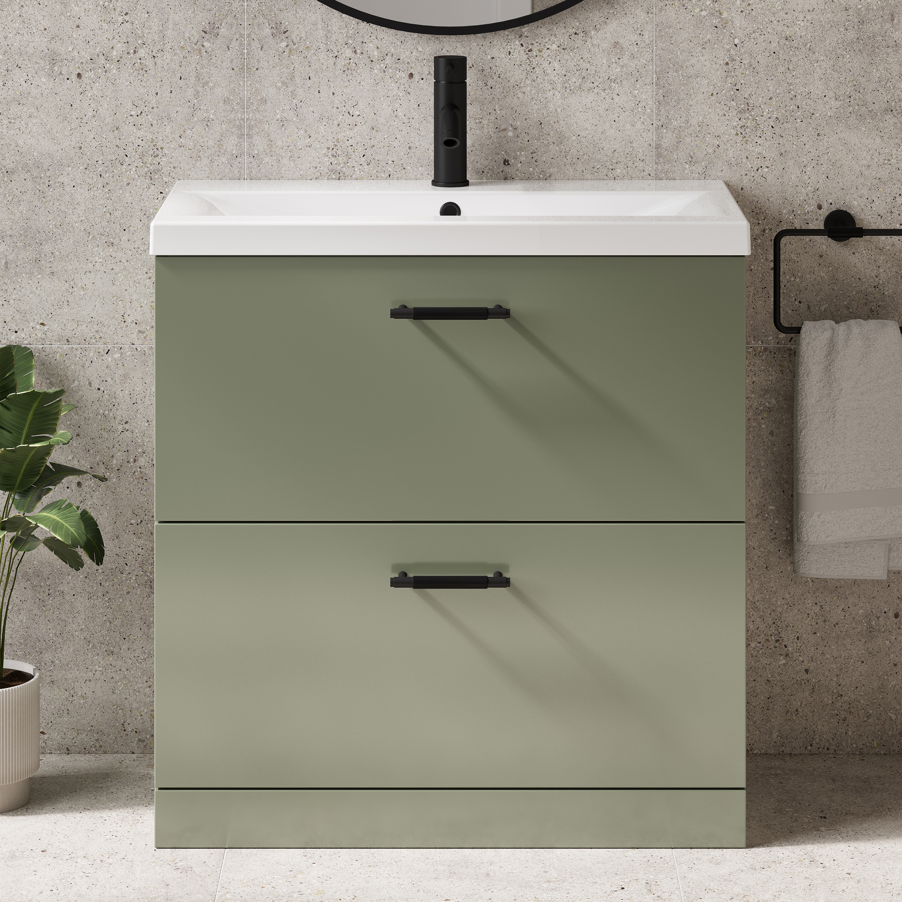 Erin 800mm Floorstanding 2 Drawer Vanity Unit & Basin
