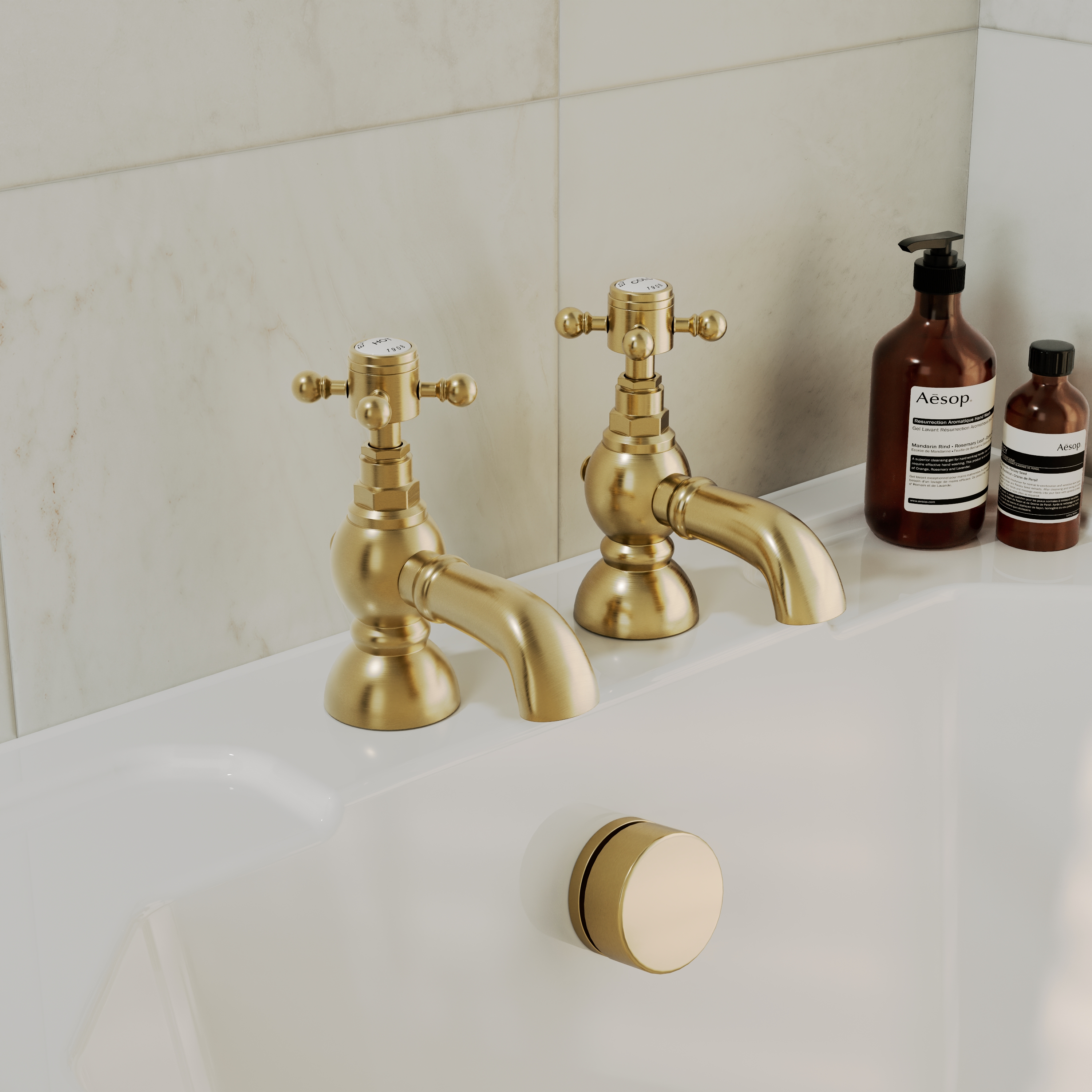 Butler & Rose Eliza Crosshead Bath Pillar Taps