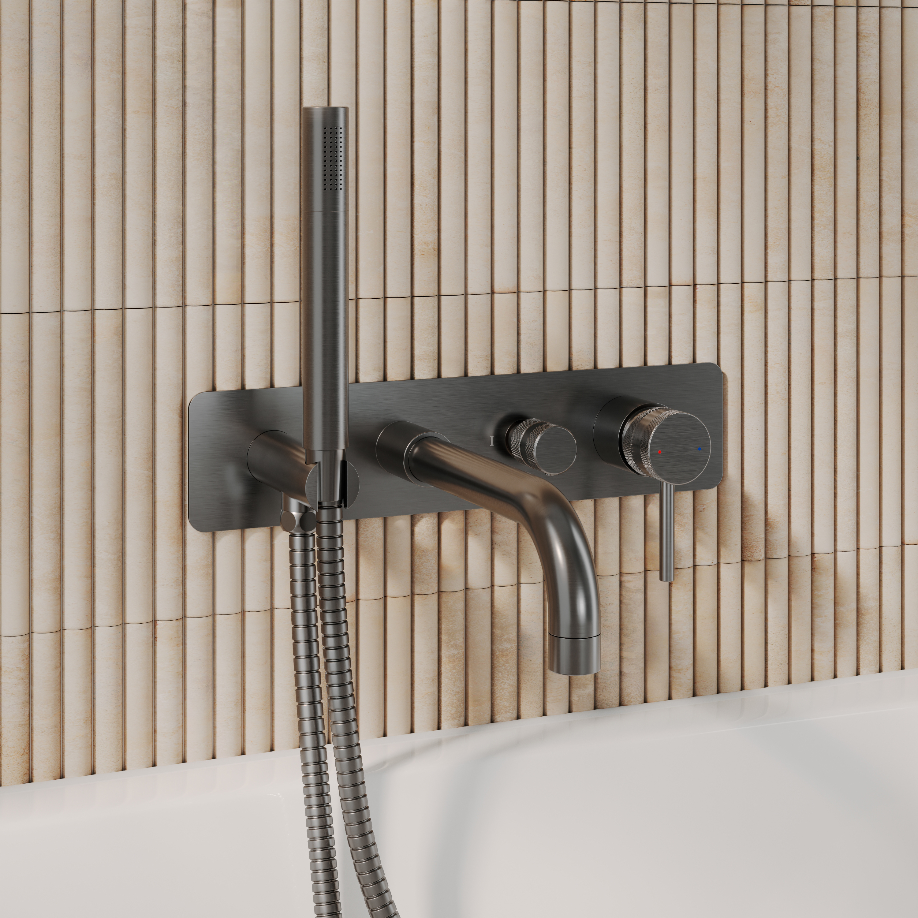 Core Wall Mounted Bath Shower Mixer, Handset & Hose