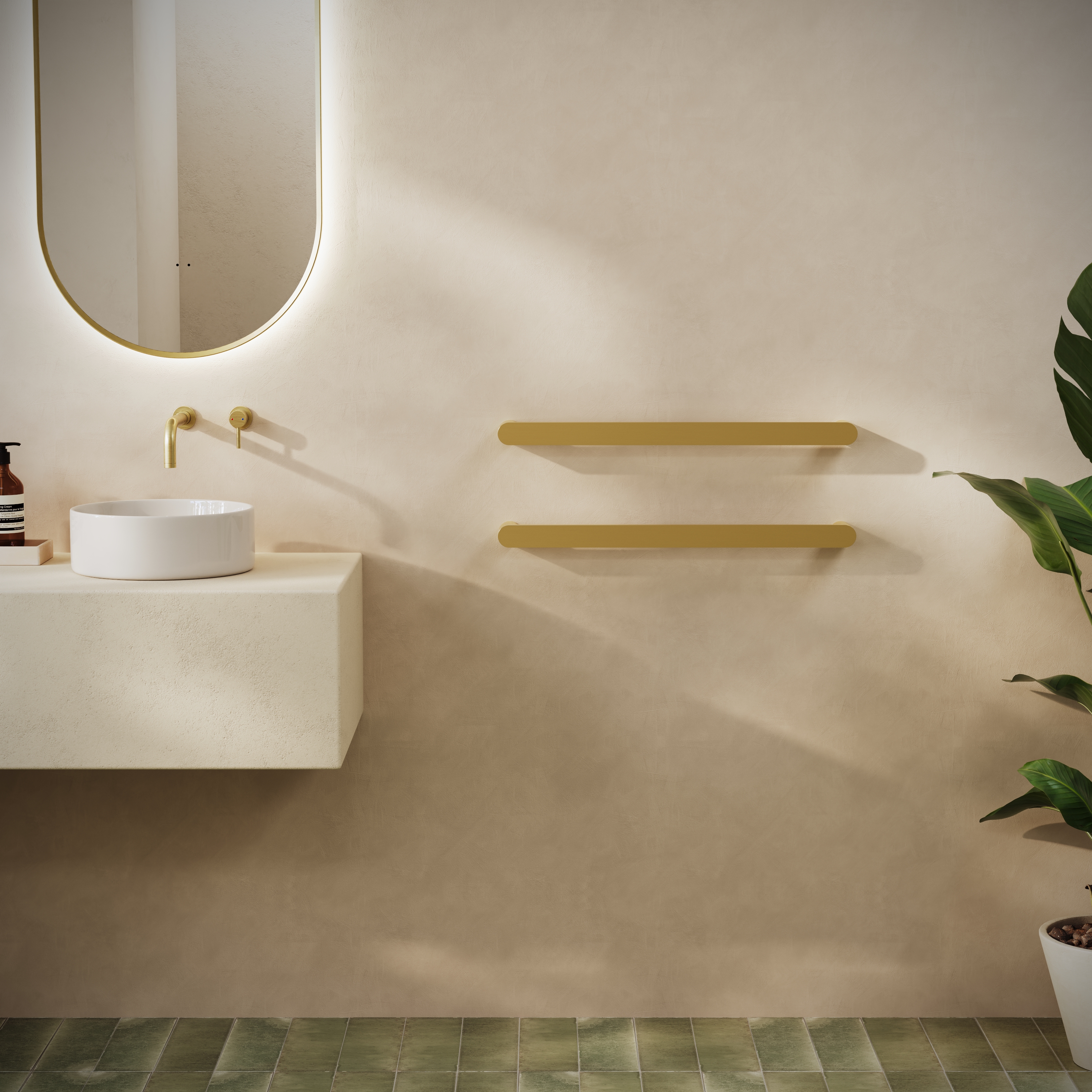 Toasty Duna Polished Brass Electric Heated Towel Rail