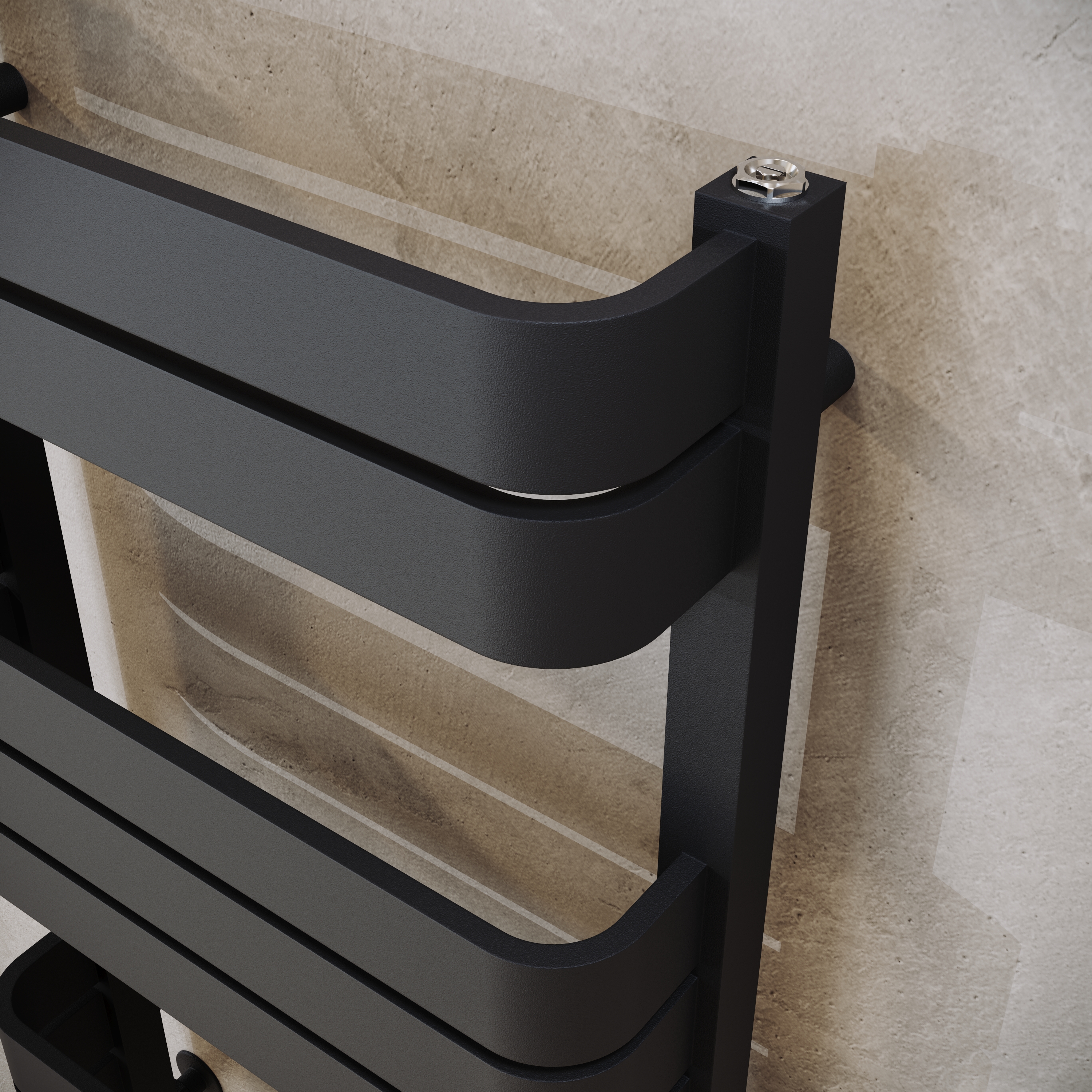 Toasty Studio Matt Black Heated Towel Rail - 850 x 500mm