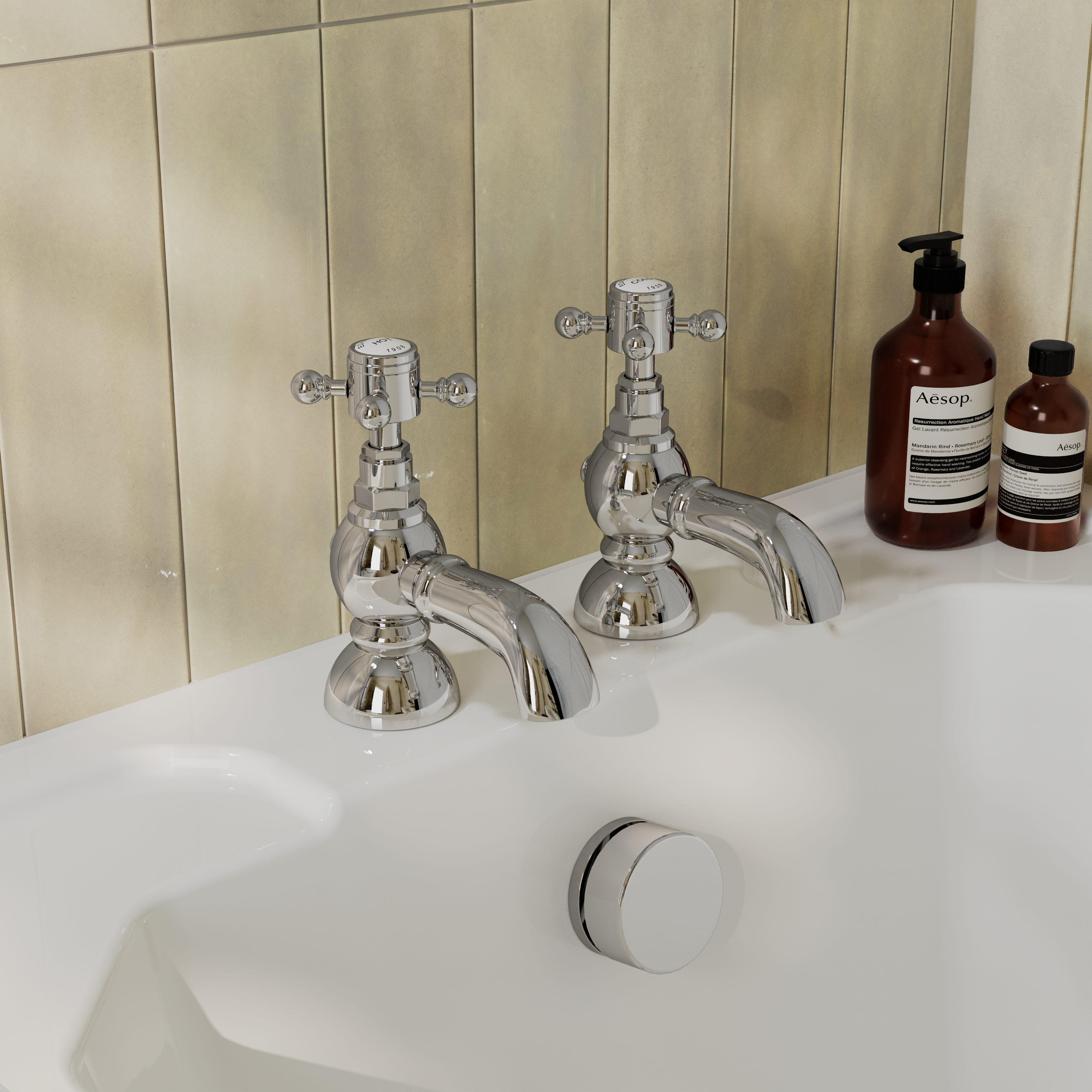 Butler & Rose Eliza Crosshead Bath Pillar Taps