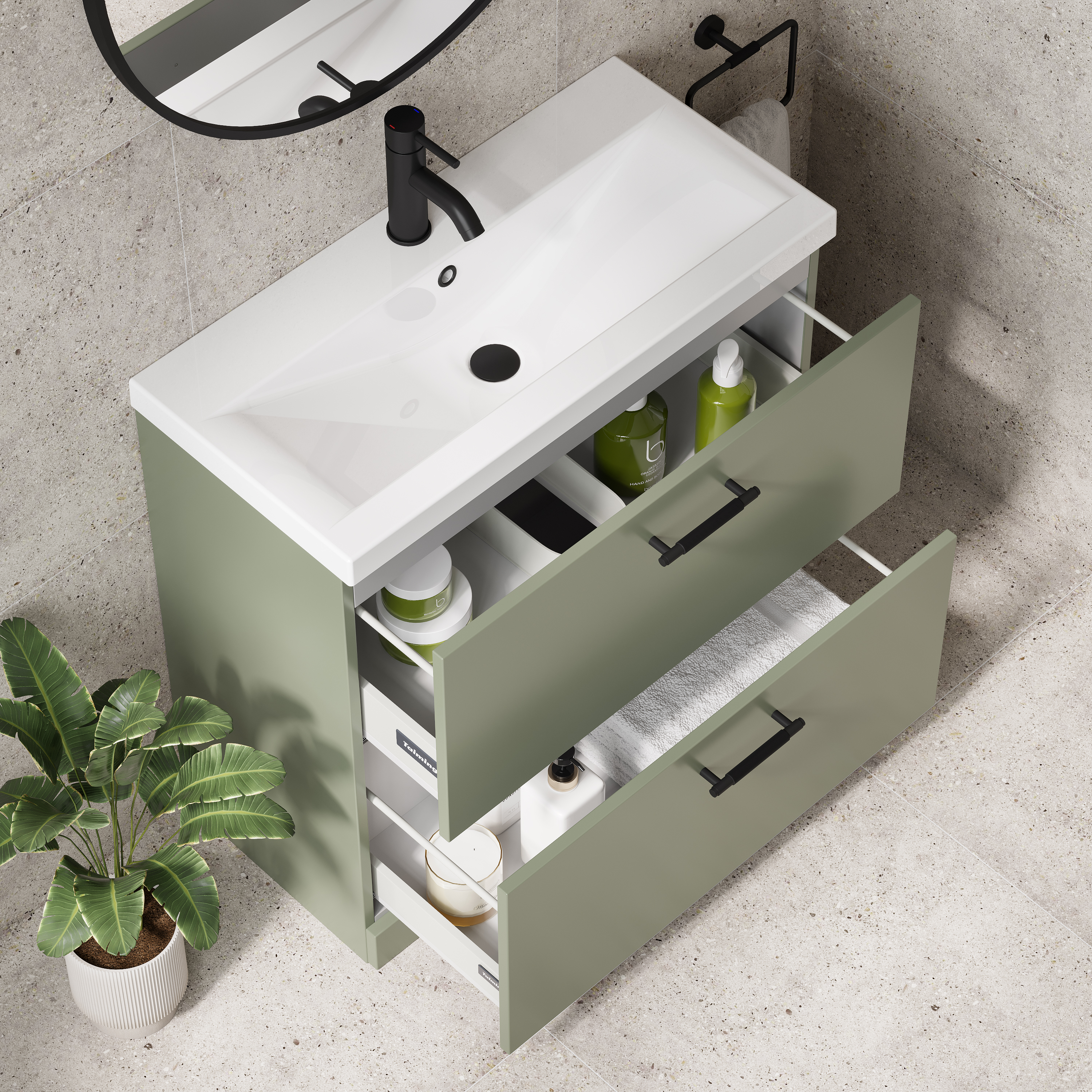 Erin 800mm Floorstanding 2 Drawer Vanity Unit & Basin