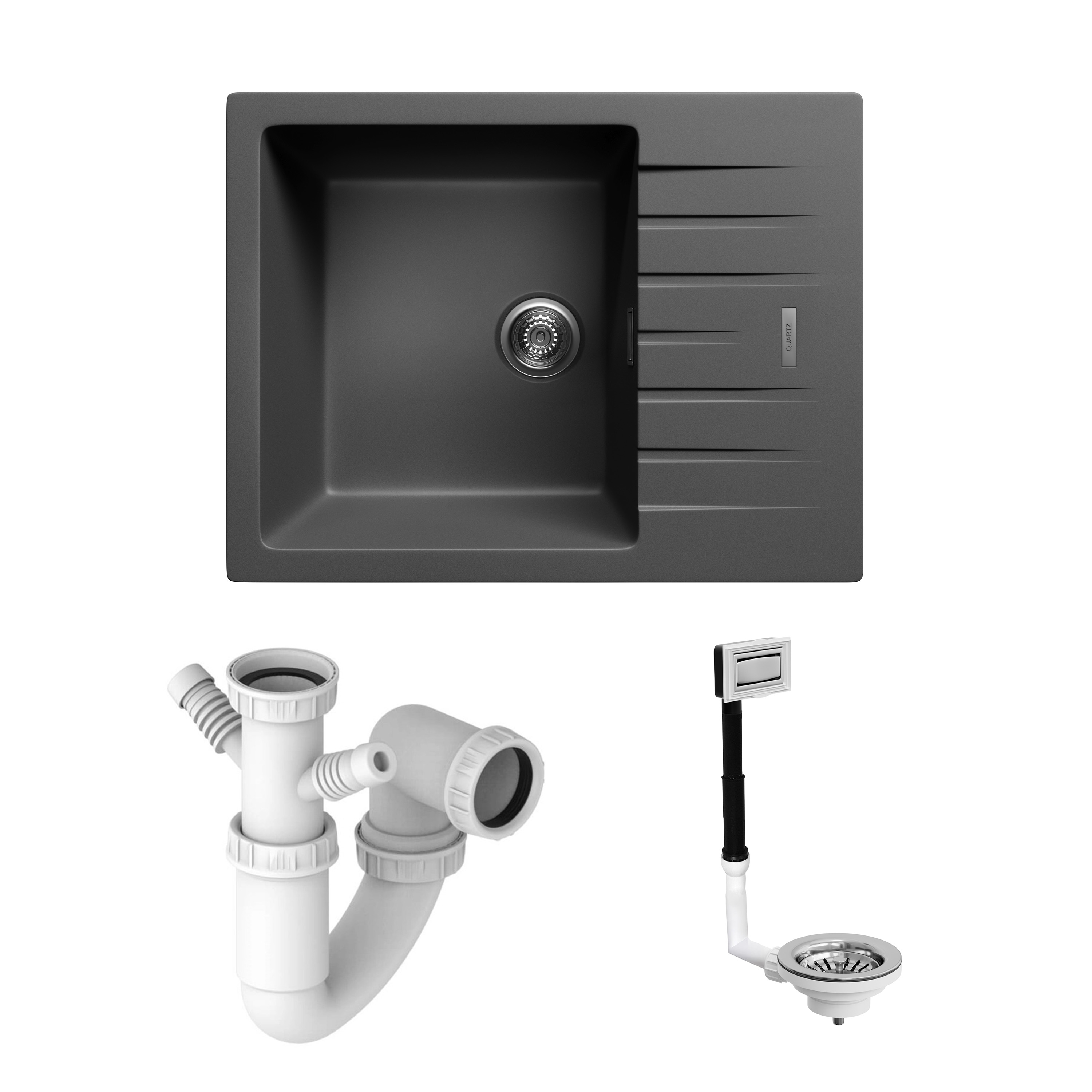 Vellamo Horizon 1 Bowl Granite Composite Inset Kitchen Sink & Waste - 650 x 500mm