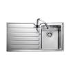 Rangemaster Rockford Single Bowl Brushed Stainless Sink & Waste with Left Hand Drainer - 985 x 508mm