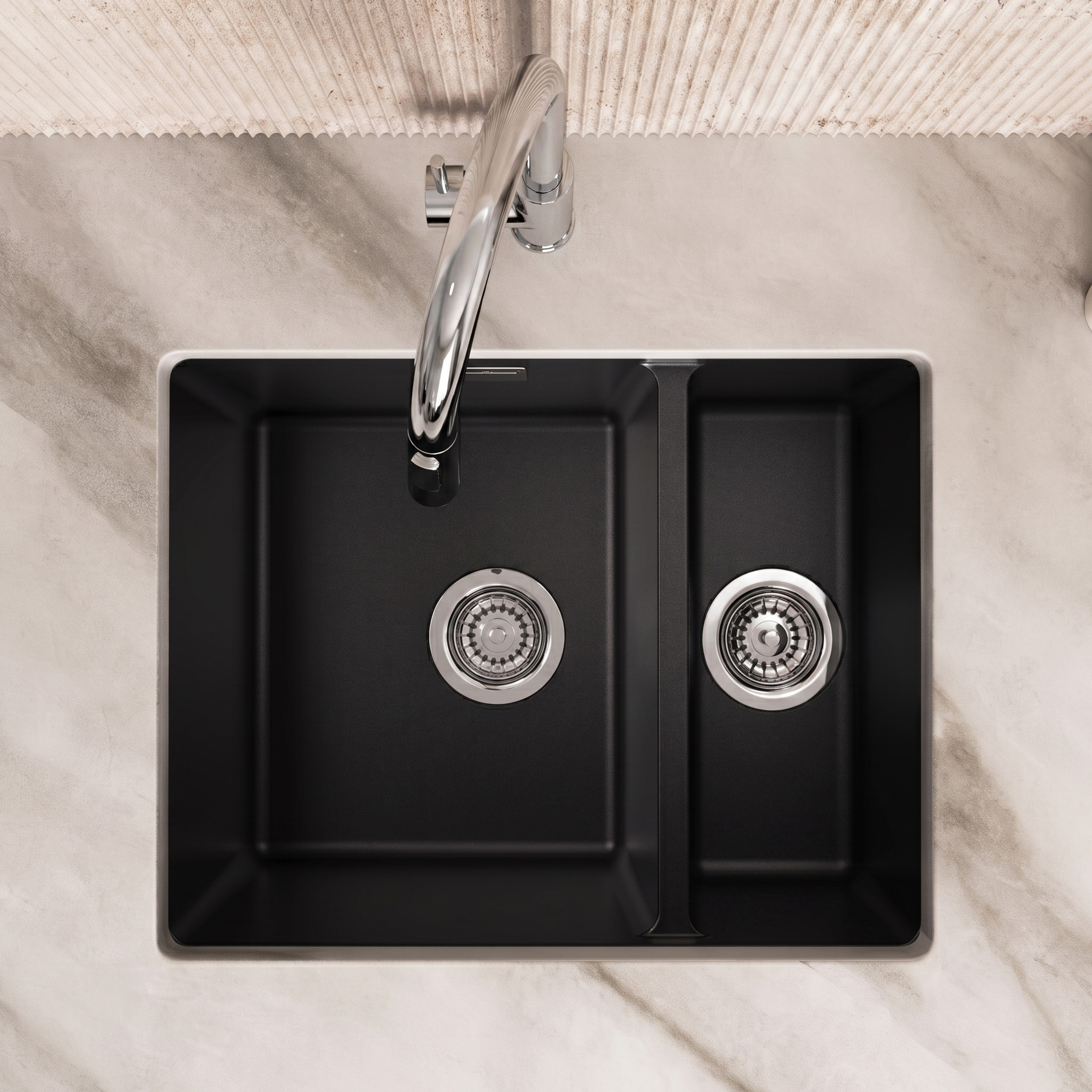 Vellamo Terra 1.5 Bowl Granite Composite Inset/Undermount Kitchen Sink & Waste Kit - 555 x 460mm