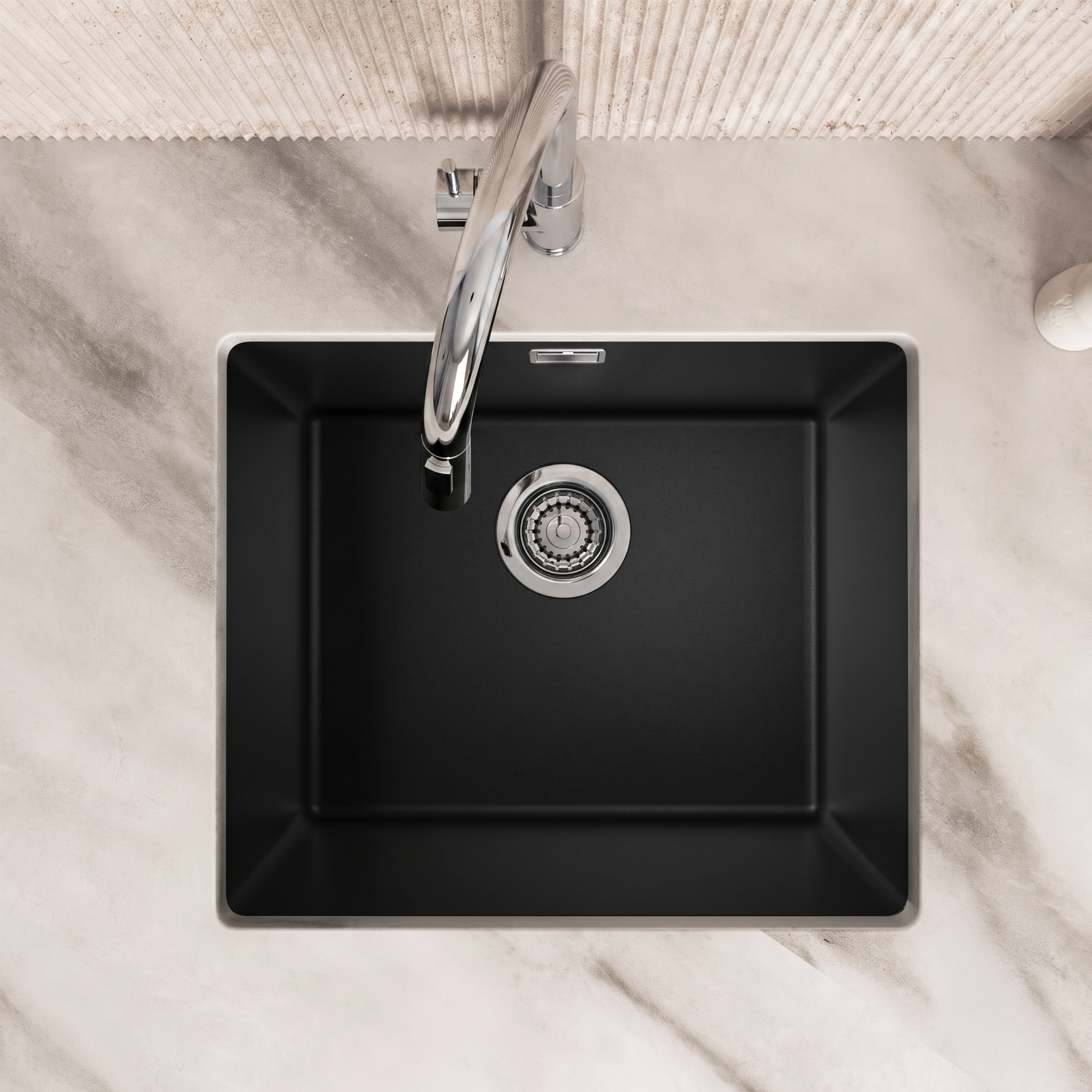 Vellamo Terra 1 Bowl Granite Composite Inset / Undermount Kitchen Sink & Waste - 533 x 457mm