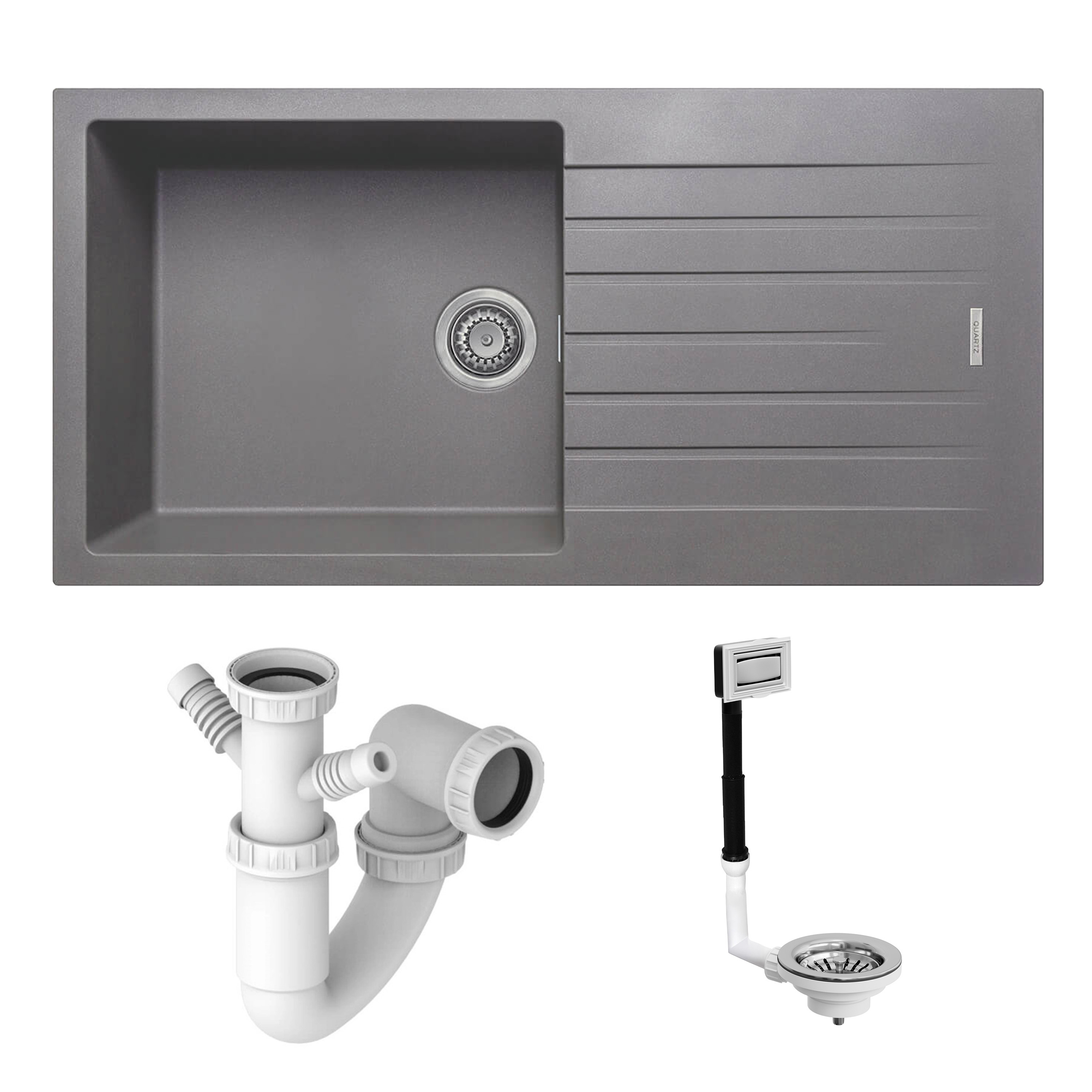 Vellamo Horizon Large Single Bowl Granite Composite Kitchen Sink & Waste - 1000 x 500mm