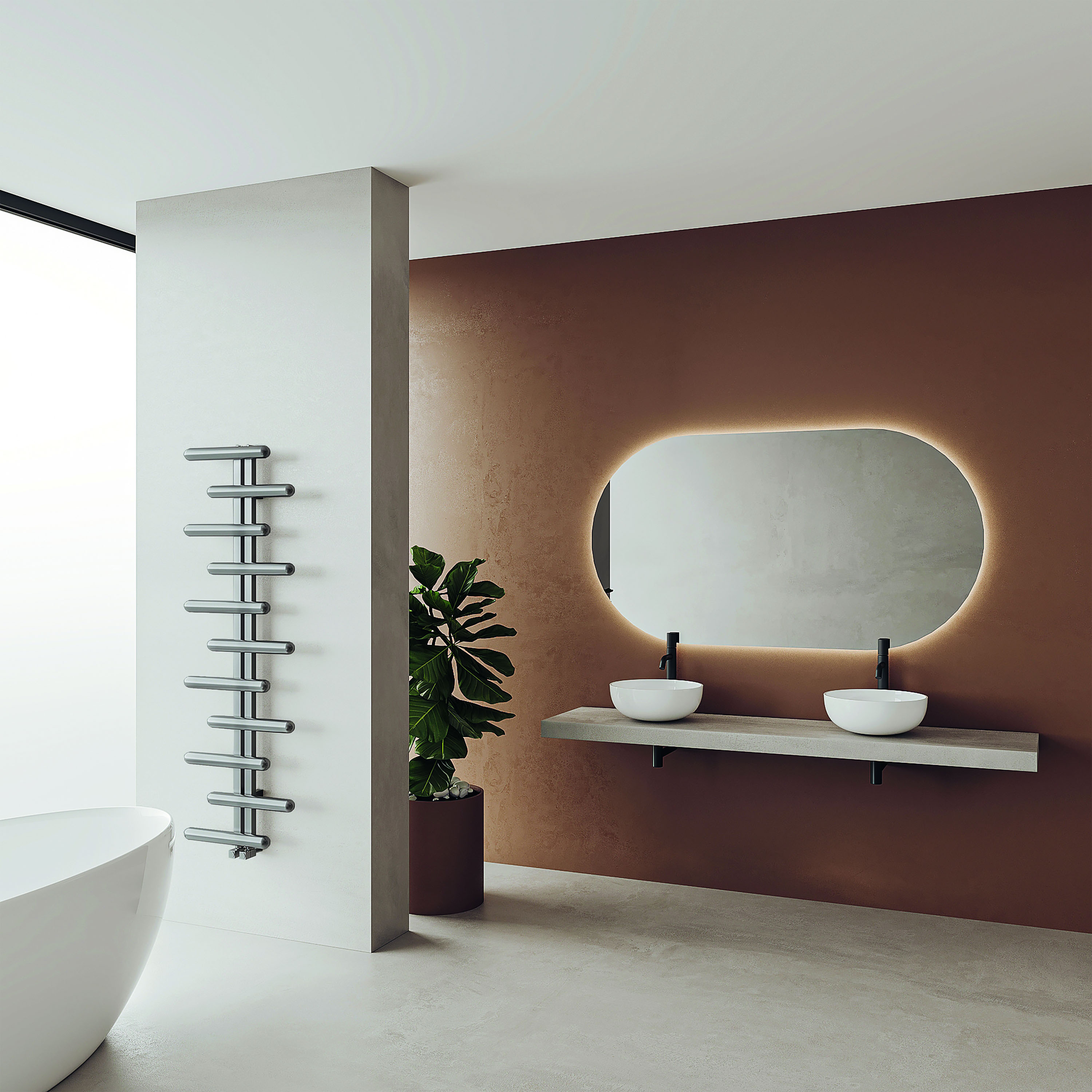 Carisa Vivi Offset Stainless Steel Designer Heated Towel Rail