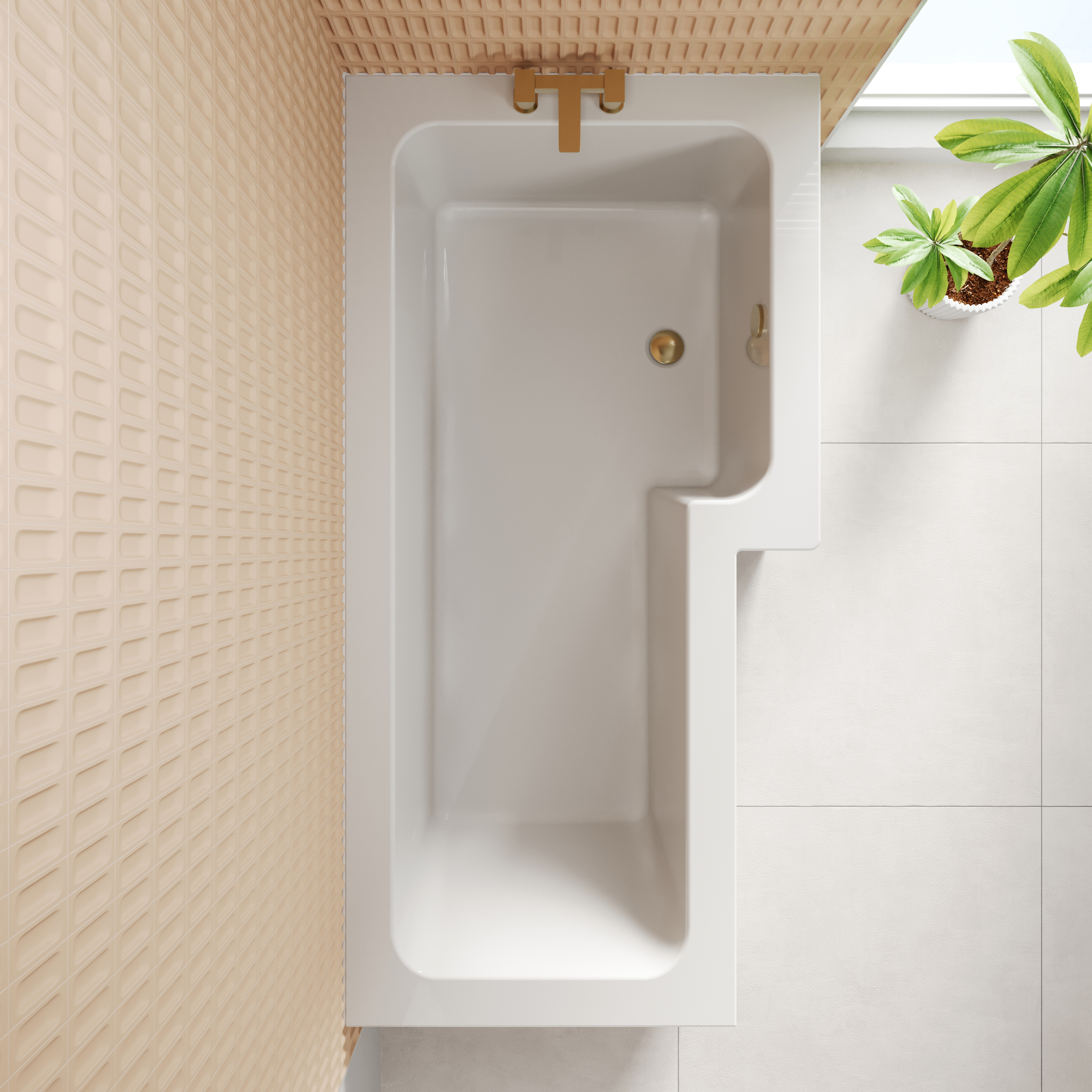 Armourcast Reinforced L-Shaped Shower Bath & Panel - 1700mm
