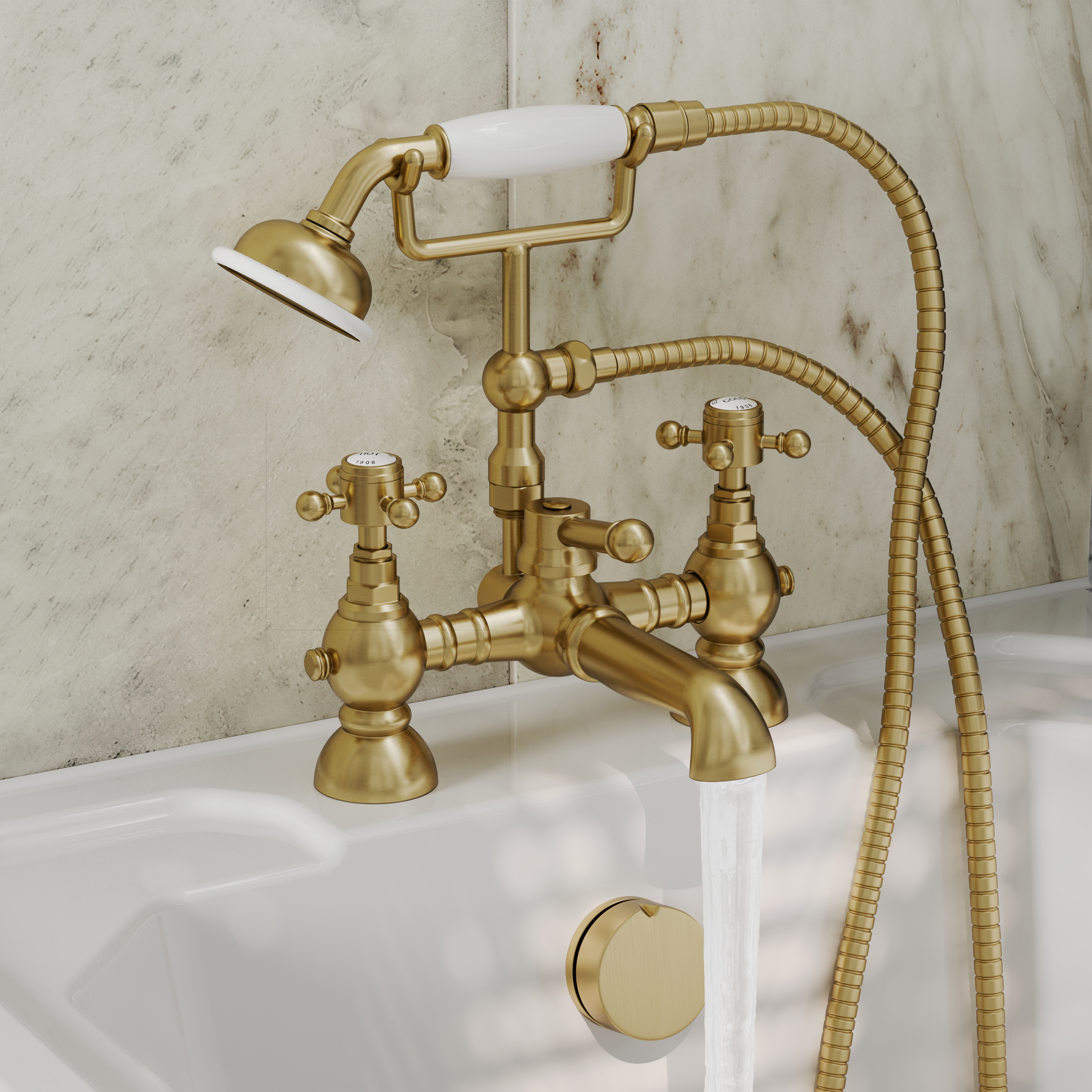Butler & Rose Eliza Crosshead Deck Mounted Bath Shower Mixer Tap