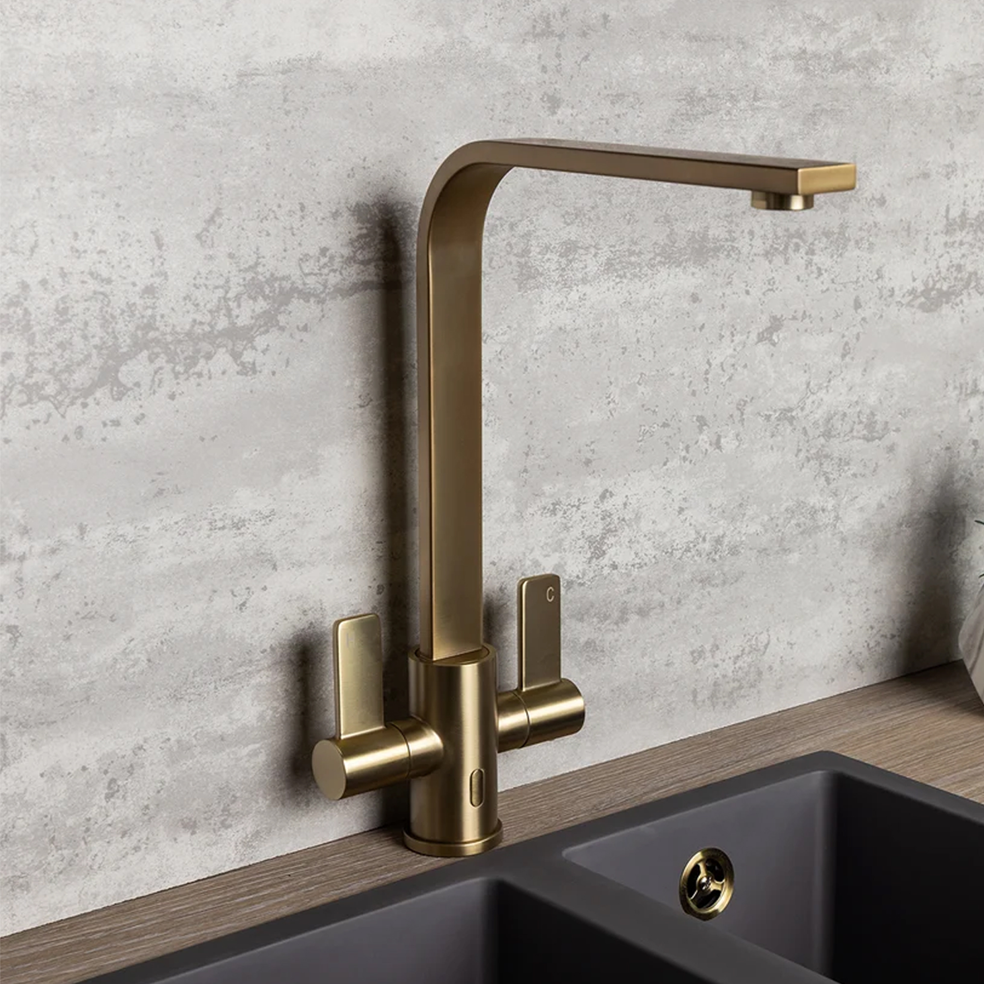 Top-Fix Rena Twin Lever Mono Kitchen Mixer Tap