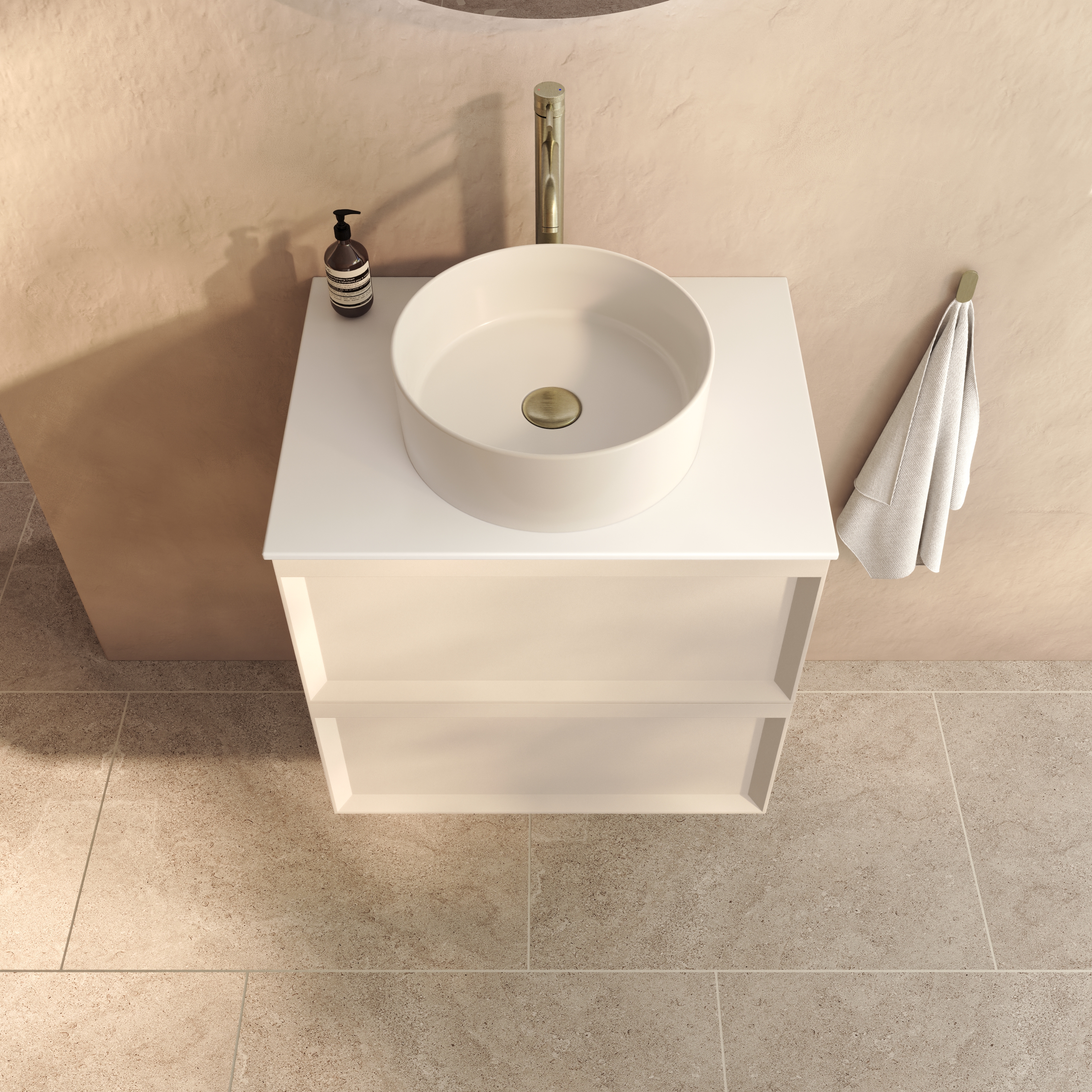 Aura 600mm Wall Mounted Vanity Unit & Sintered Stone Countertop