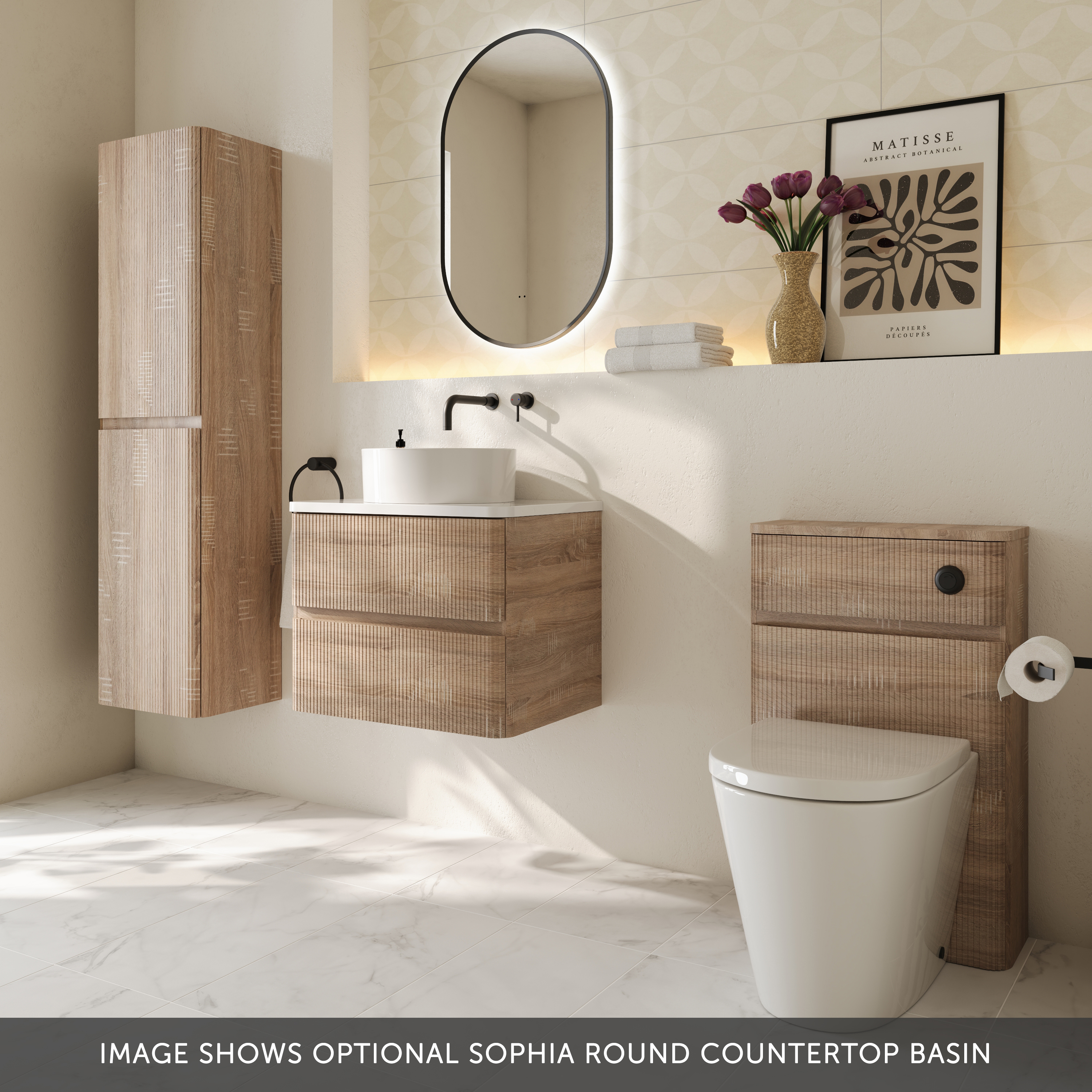 Drench Origin 600mm Fluted Wall Mounted Vanity Unit & Countertop